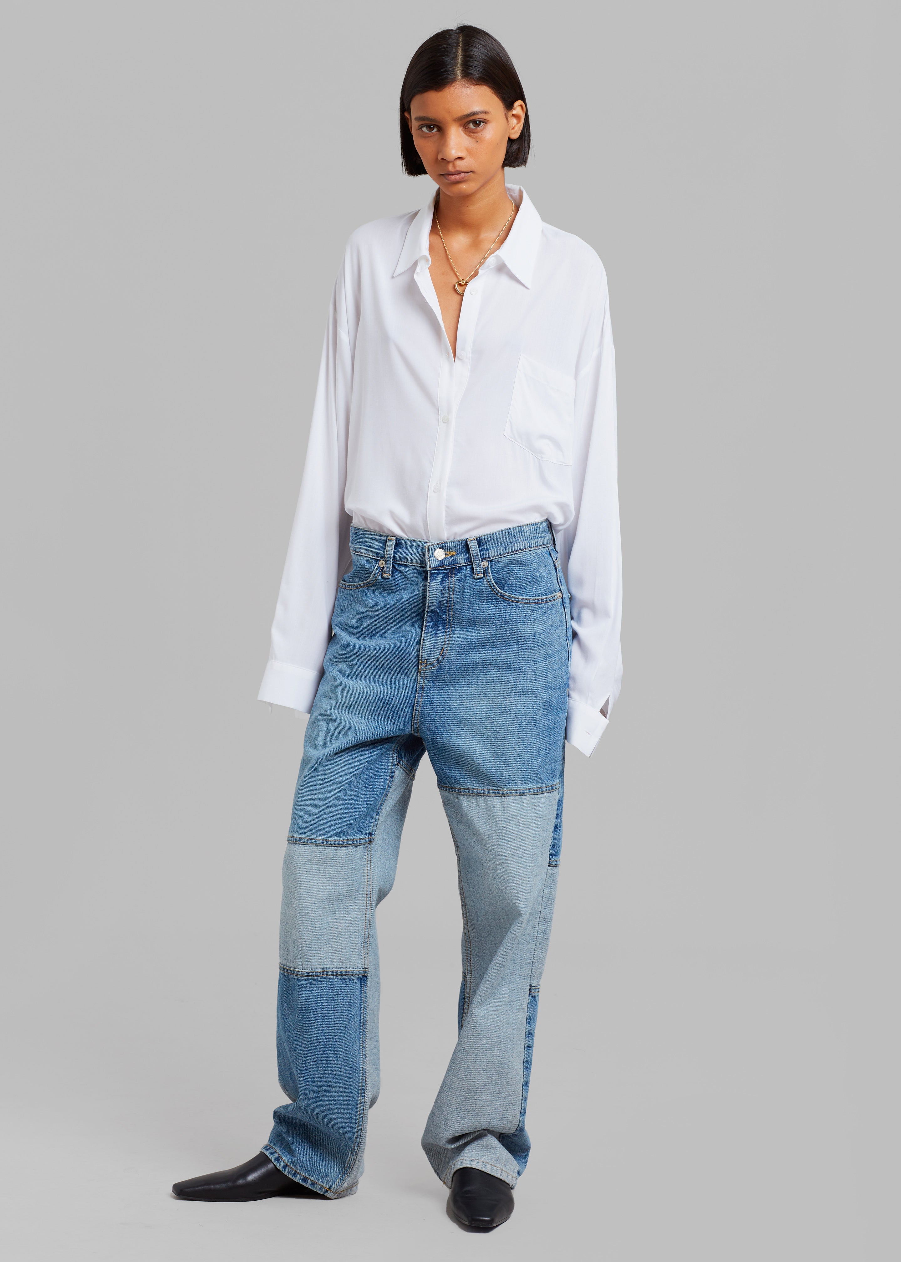 Gesina Patchwork Denim Pants - Blue Mix