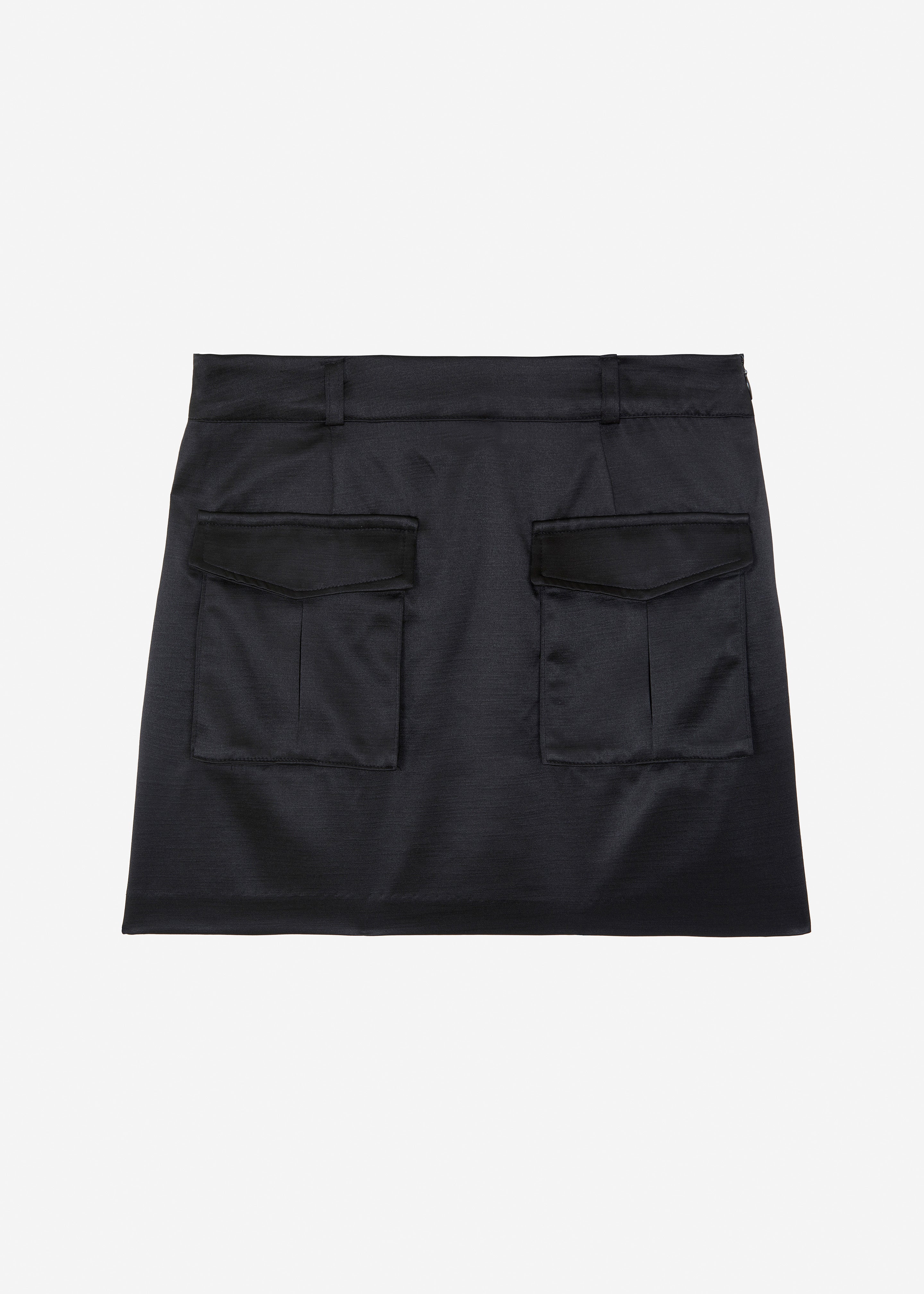 Hudson Satin Cargo Skirt - Black