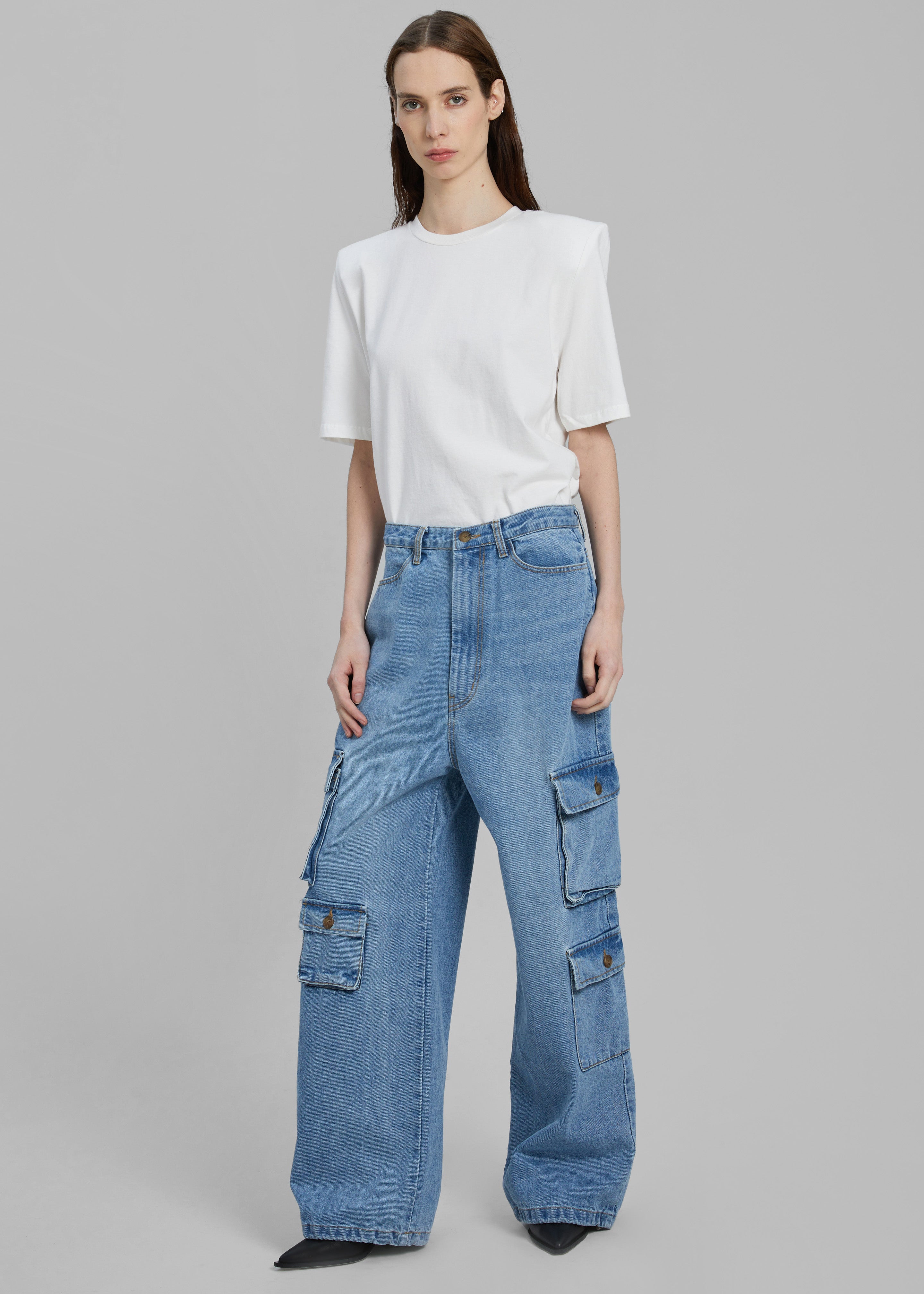 Hailey Denim Oversized Cargo Pants - Worn Wash – The Frankie Shop