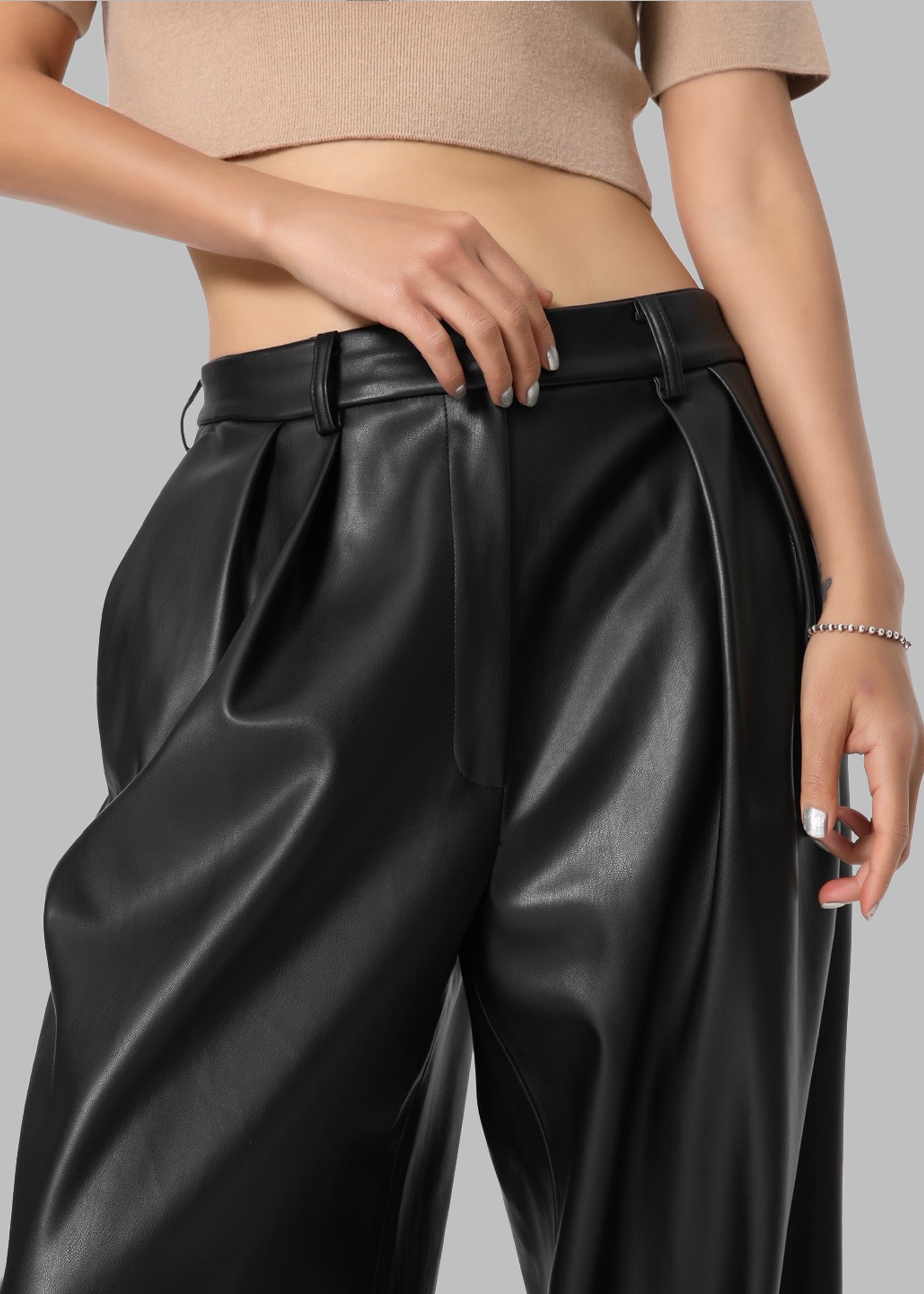 Faux Leather Pants - Black - Ladies