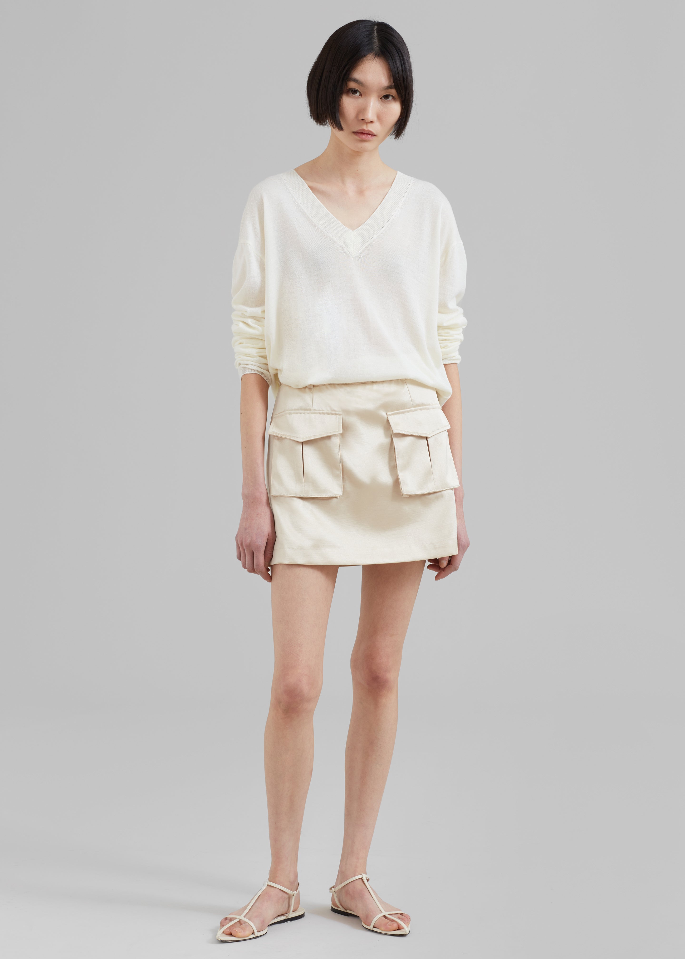 White satin hotsell cargo skirt