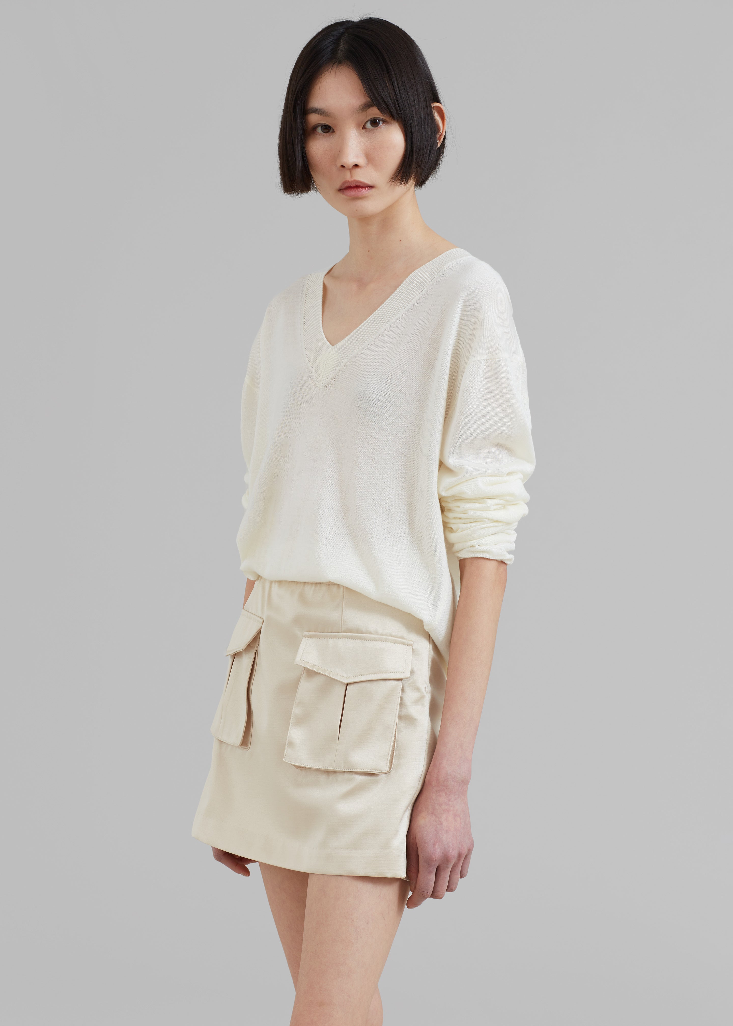 Hudson Satin Cargo Skirt - Beige – The Frankie Shop