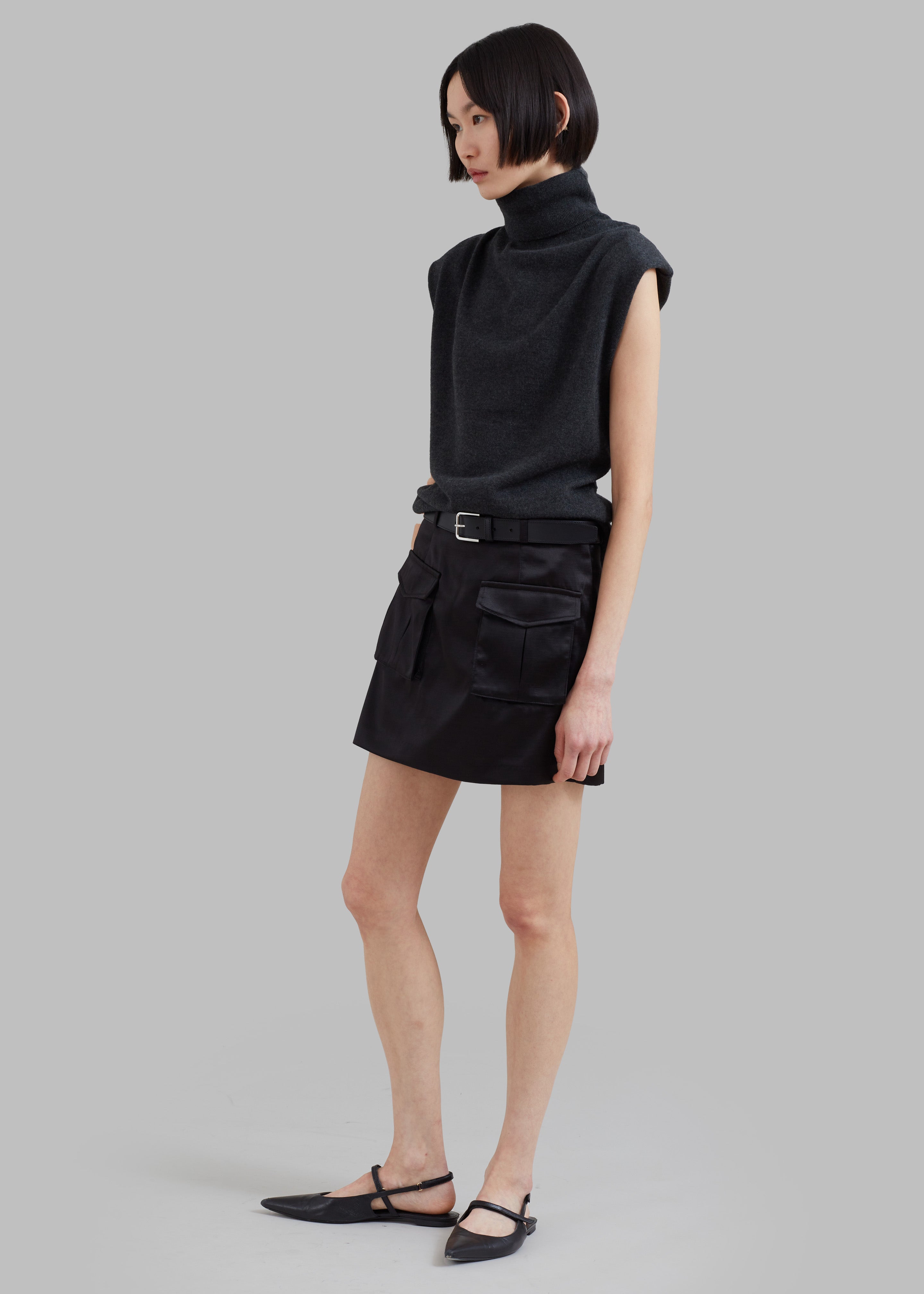 Hudson Satin Cargo Skirt - Black - 6