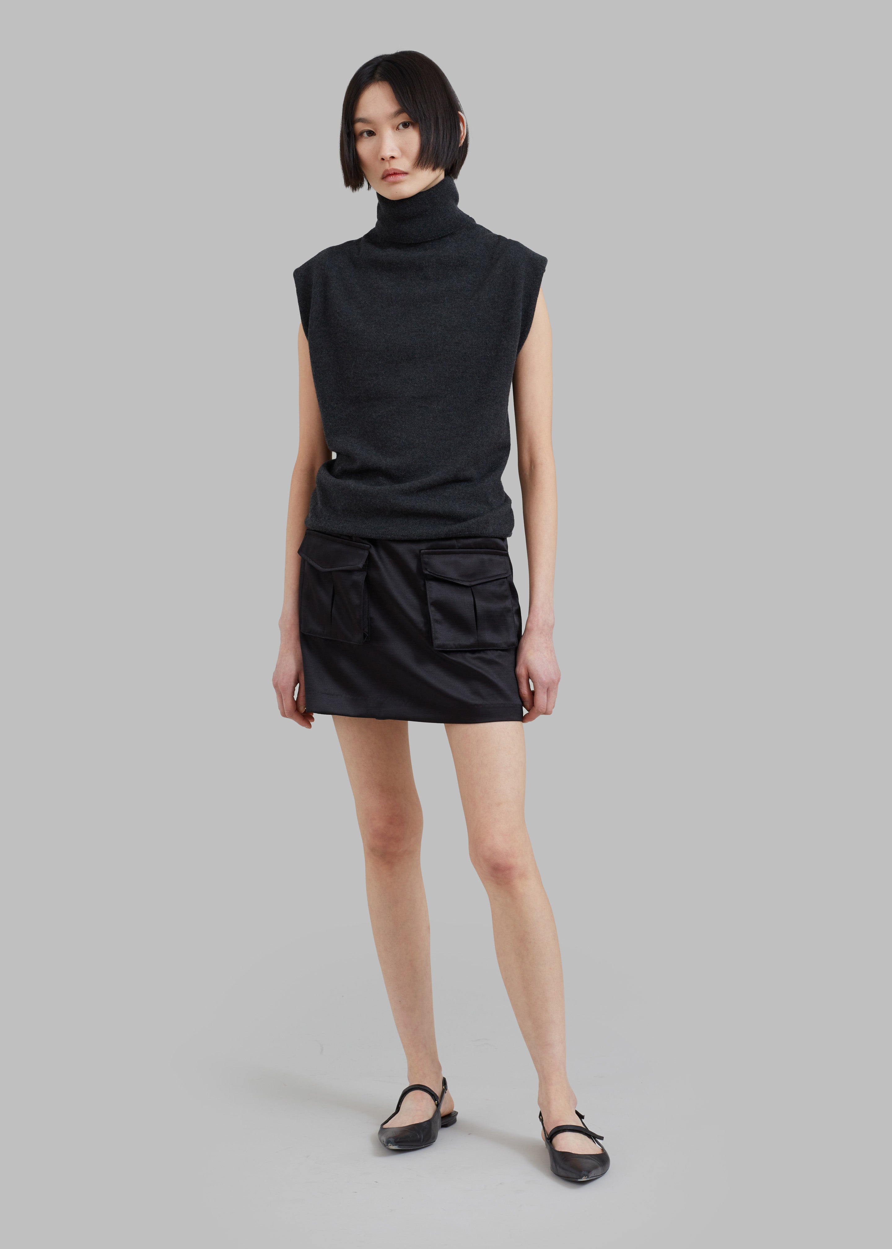 Hudson Satin Cargo Skirt - Black – The Frankie Shop