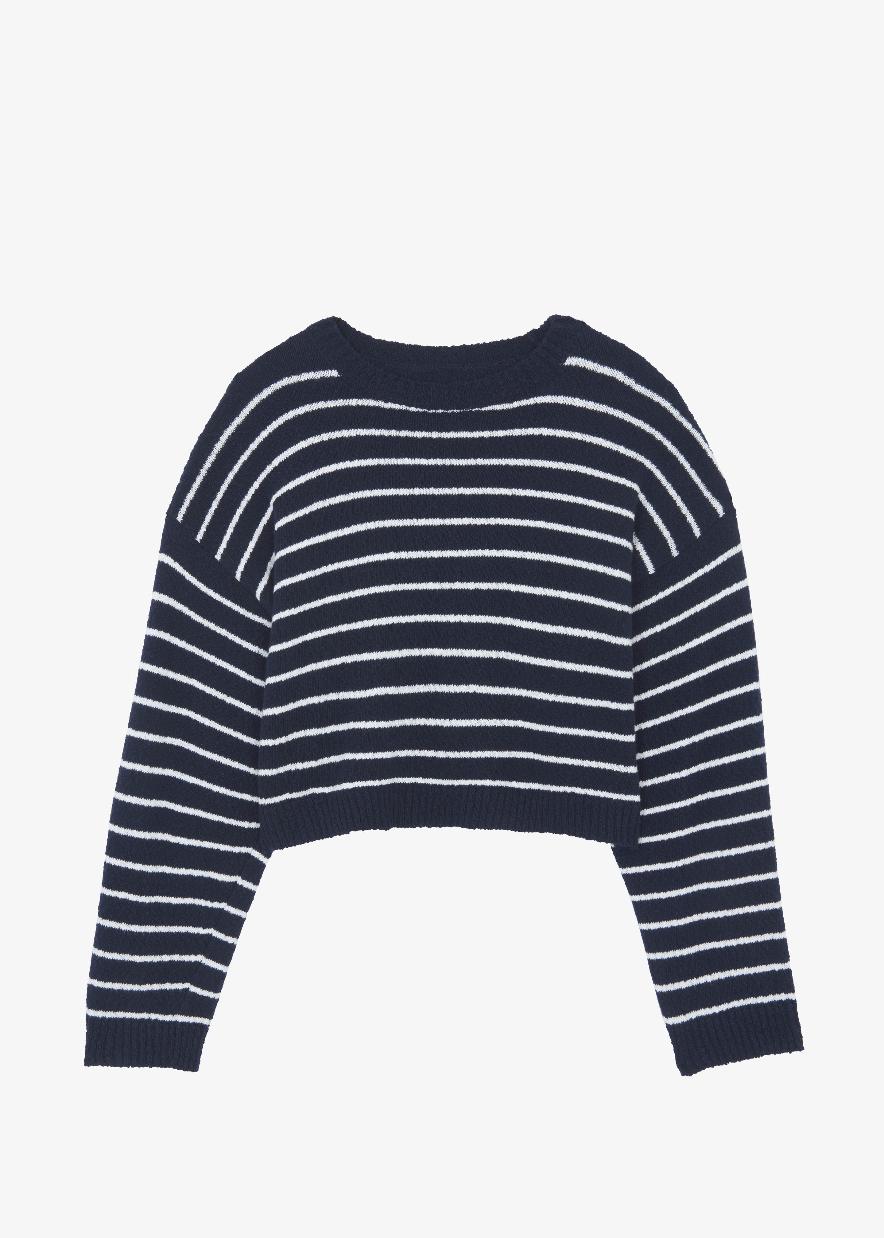 Iona Boatneck Navy Sweater - White Stripe - 8