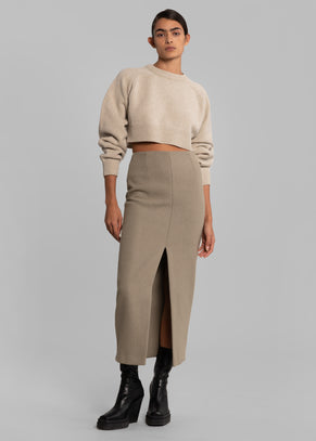 Neasi Wool-Blend Pencil Skirt - Taupe