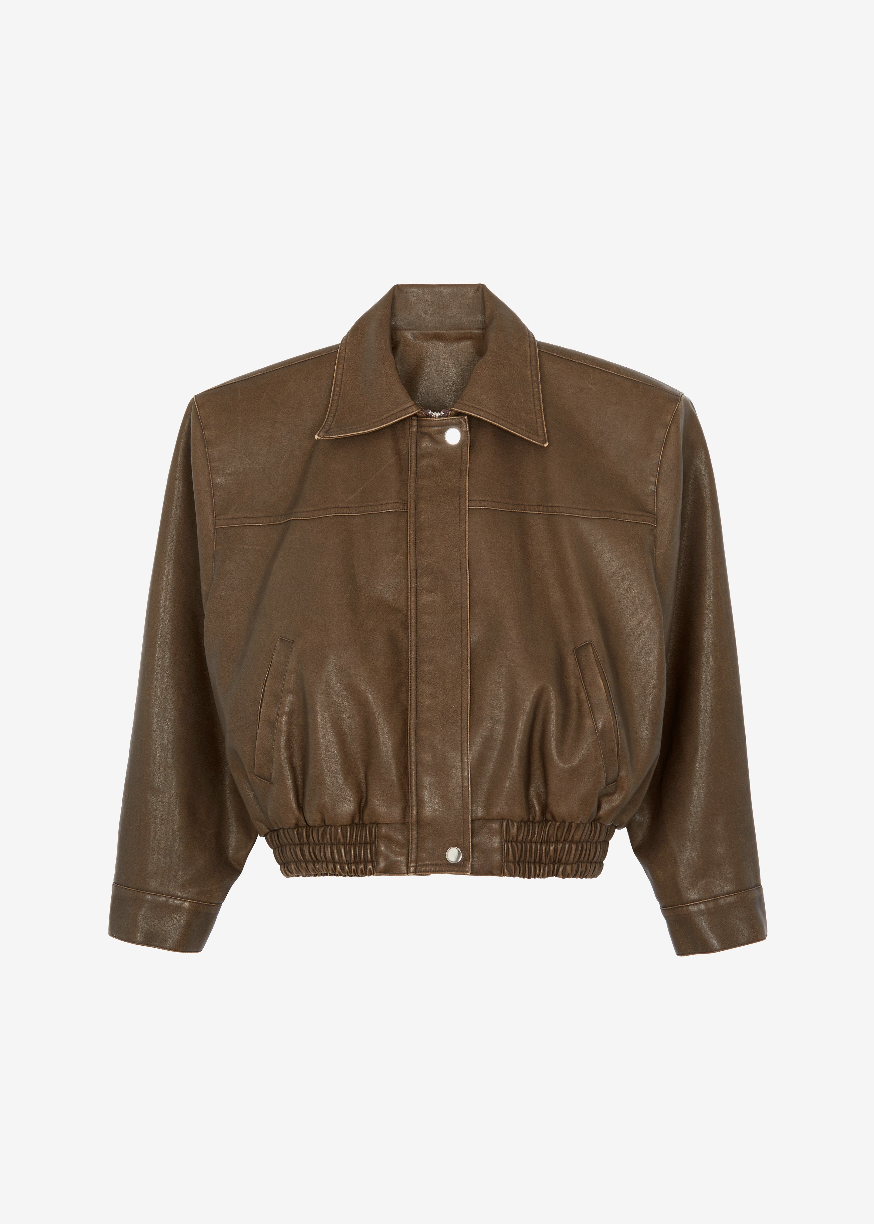 Jaden Faux Leather Bomber - Brown - 9