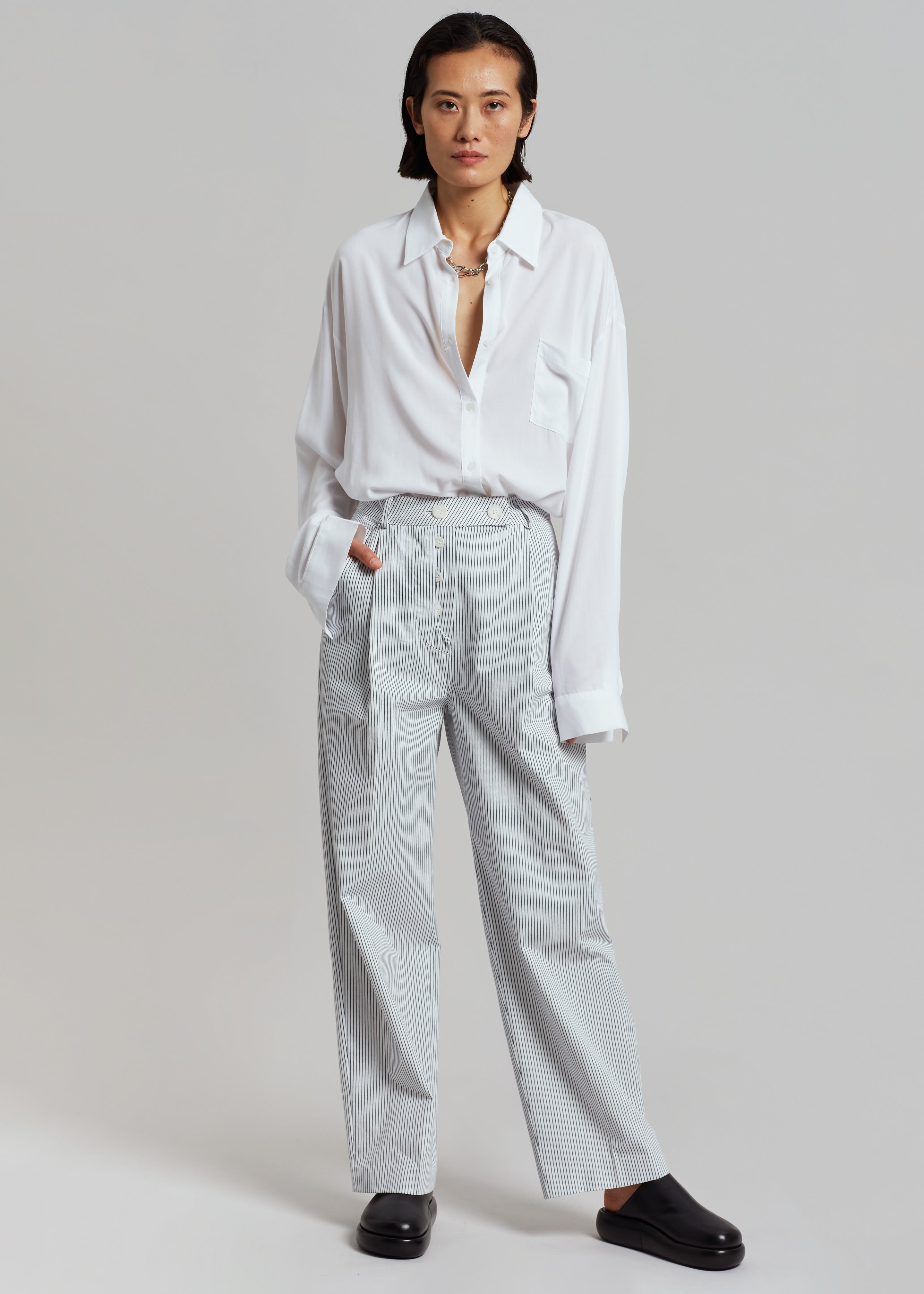 Jess Wide Pants - White Stripe – The Frankie Shop