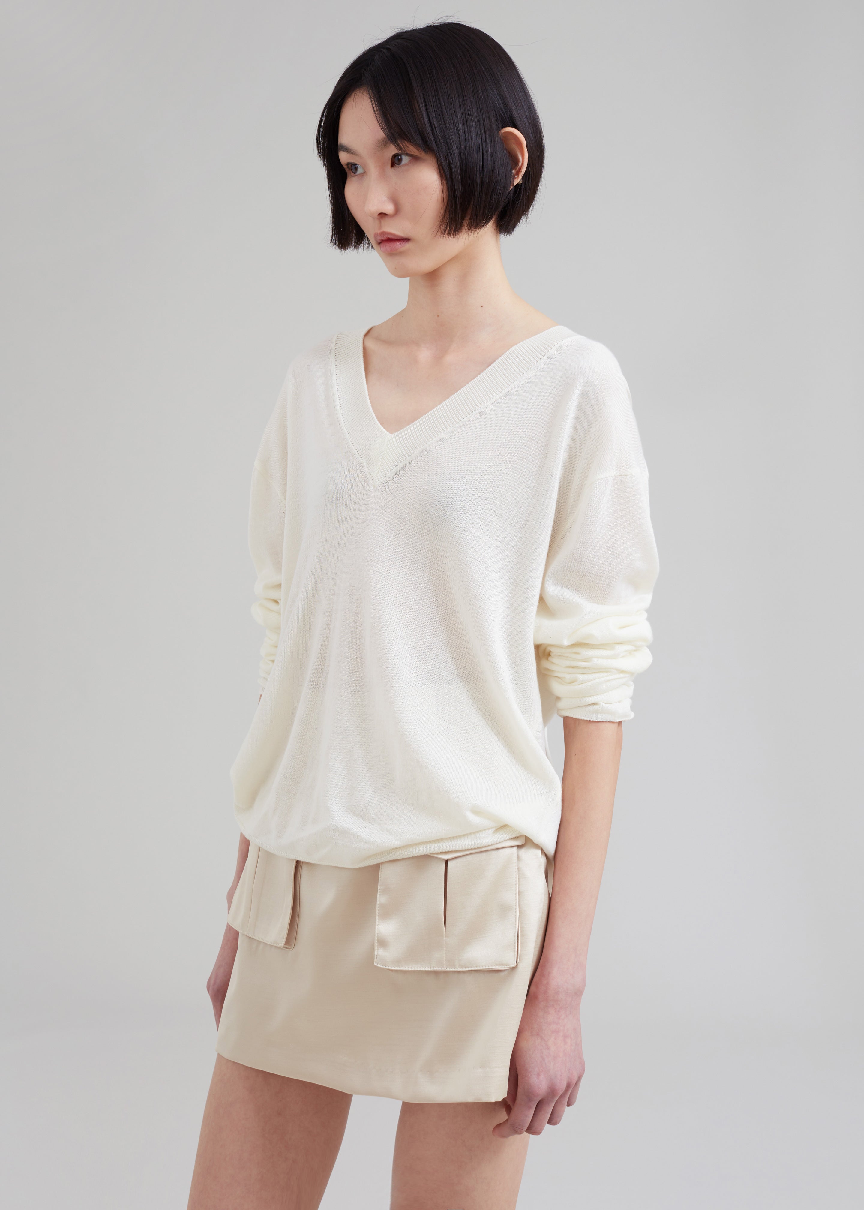 Juro V-Neck Knit - Cream - 5