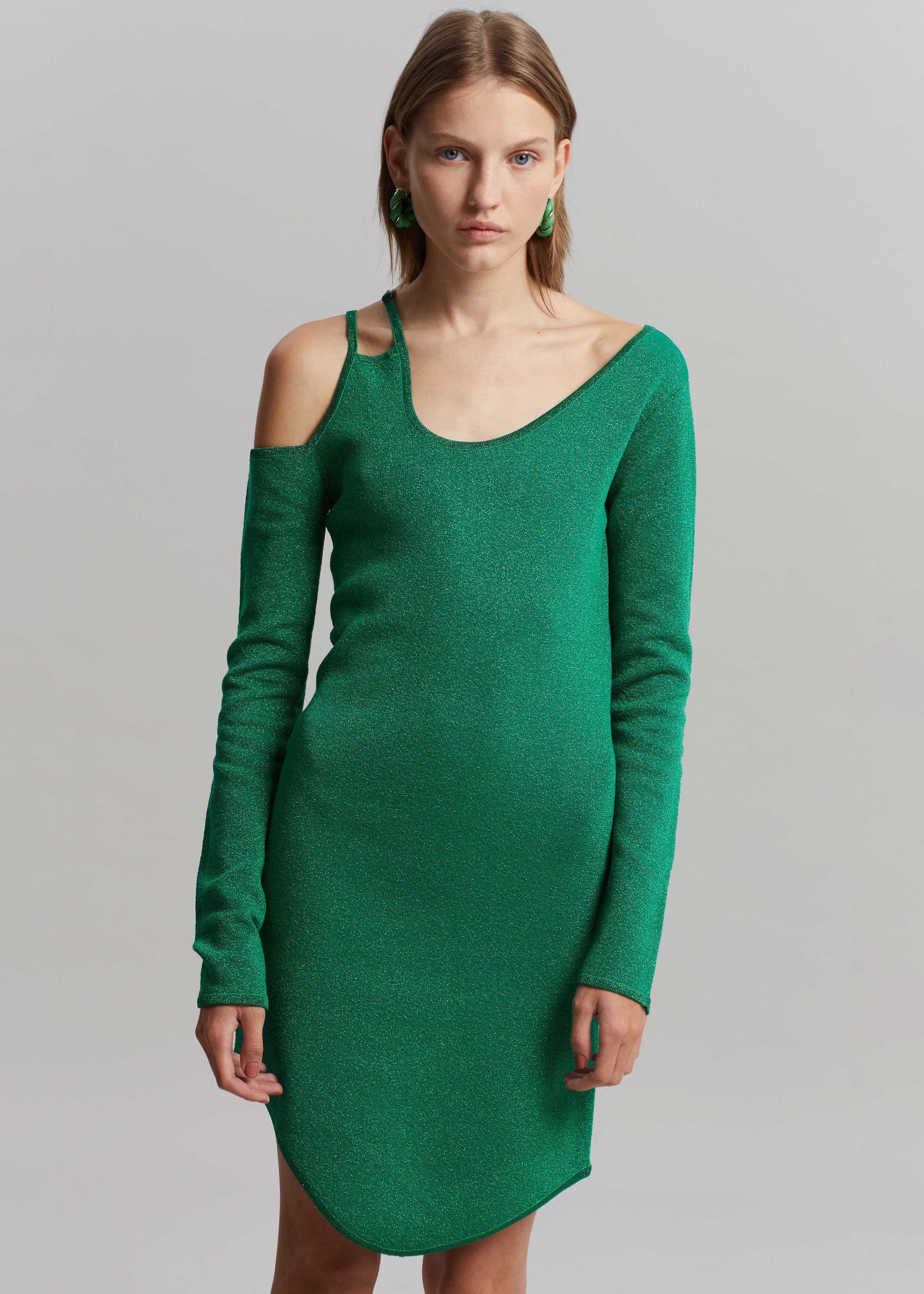 JW Anderson Cut Out Detail Asymmetric Dress - Emerald - 4