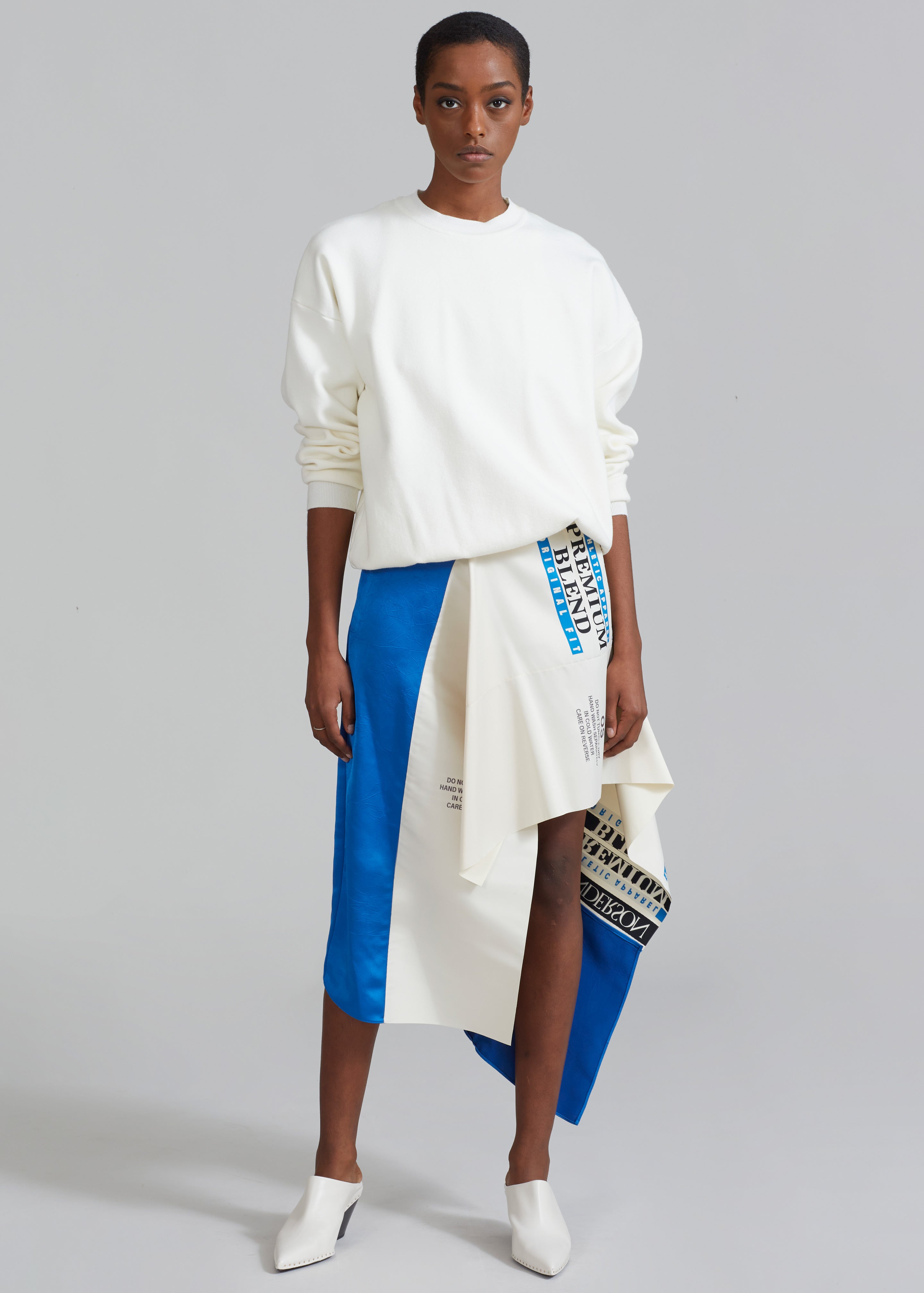 JW Anderson Asymmetric Care Label Skirt - Blue/White - 3