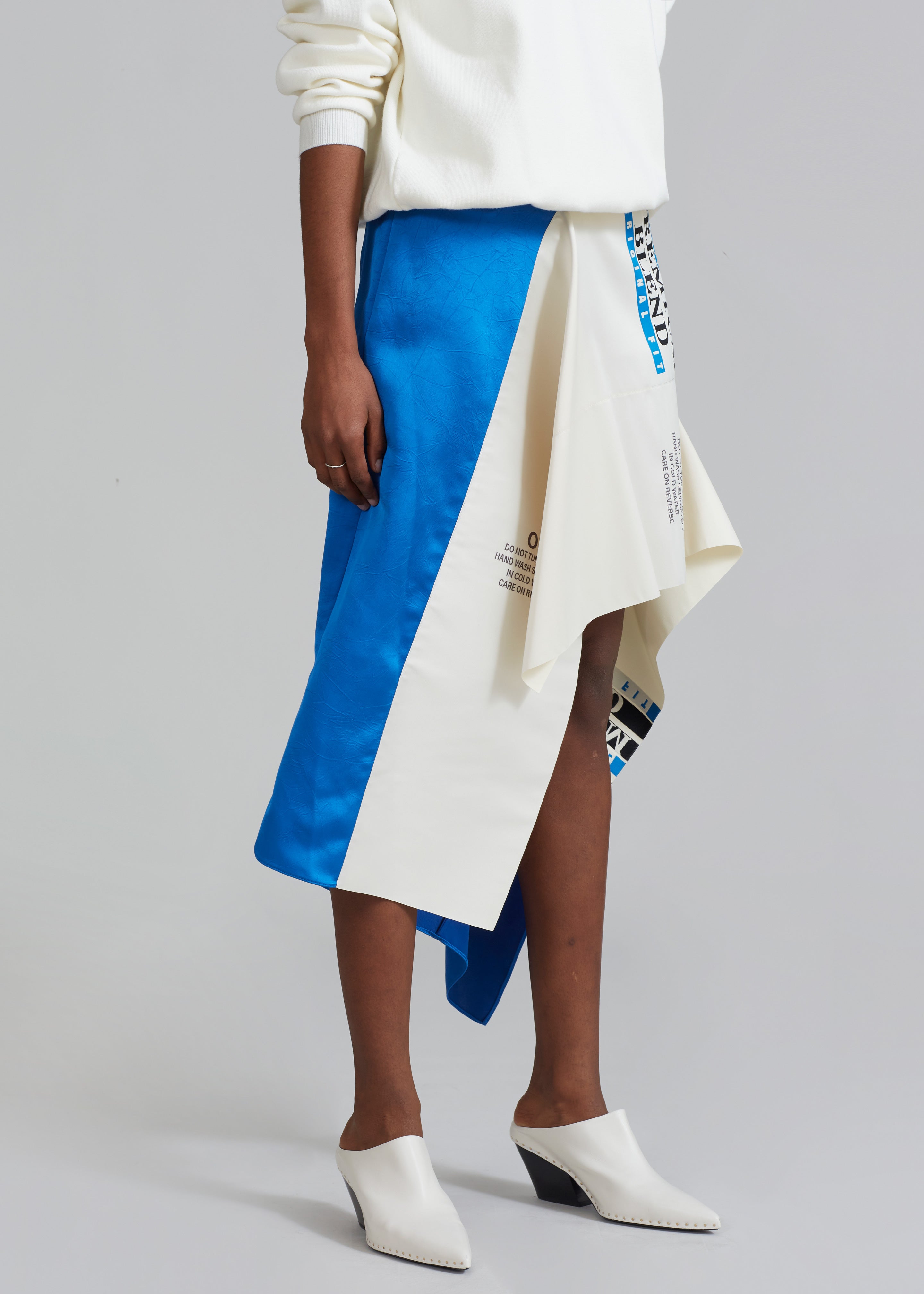 JW Anderson Asymmetric Care Label Skirt - Blue/White - 6