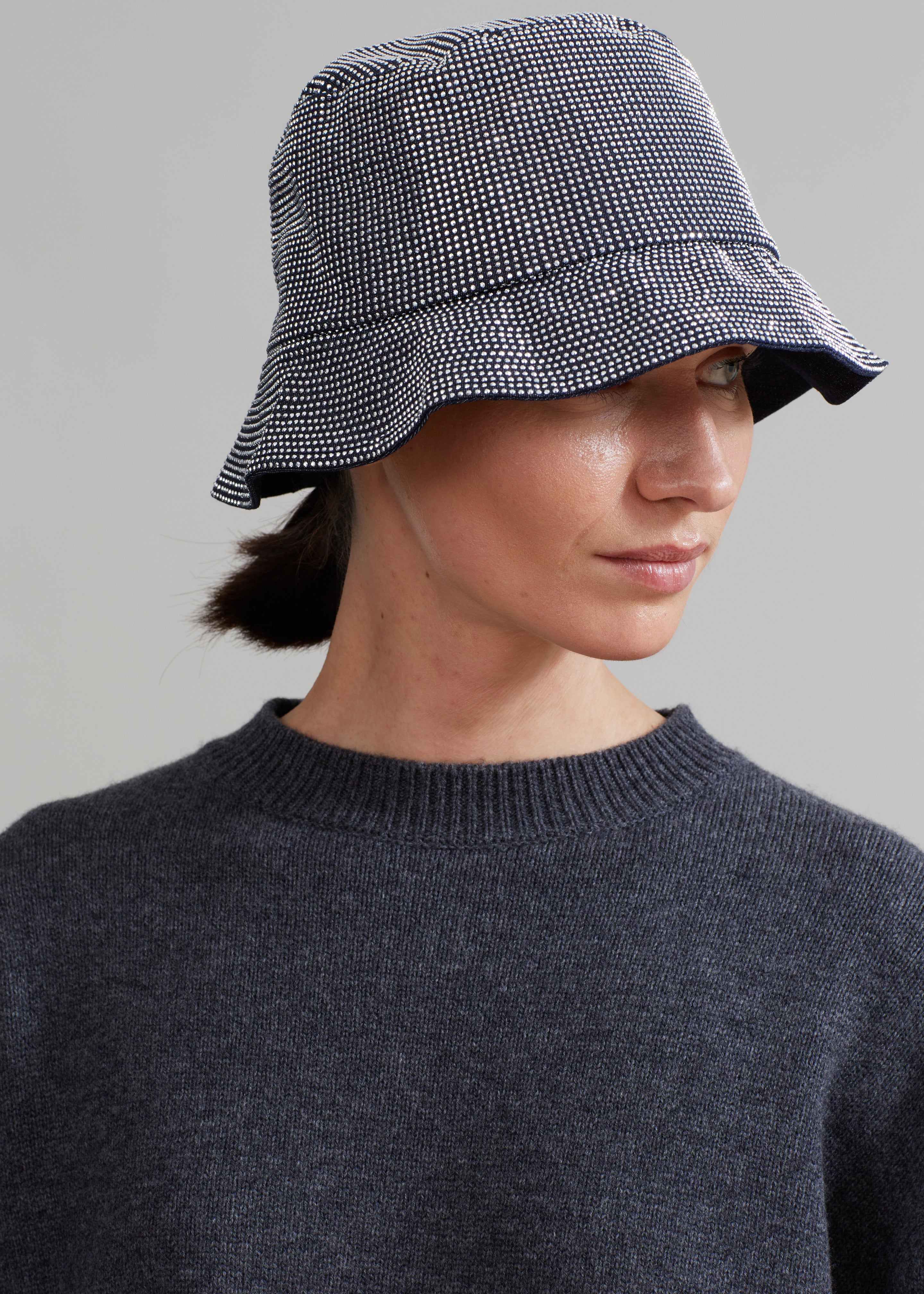 JW Anderson Hotfix Denim Bucket Hat - Indigo/Silver – The Frankie Shop