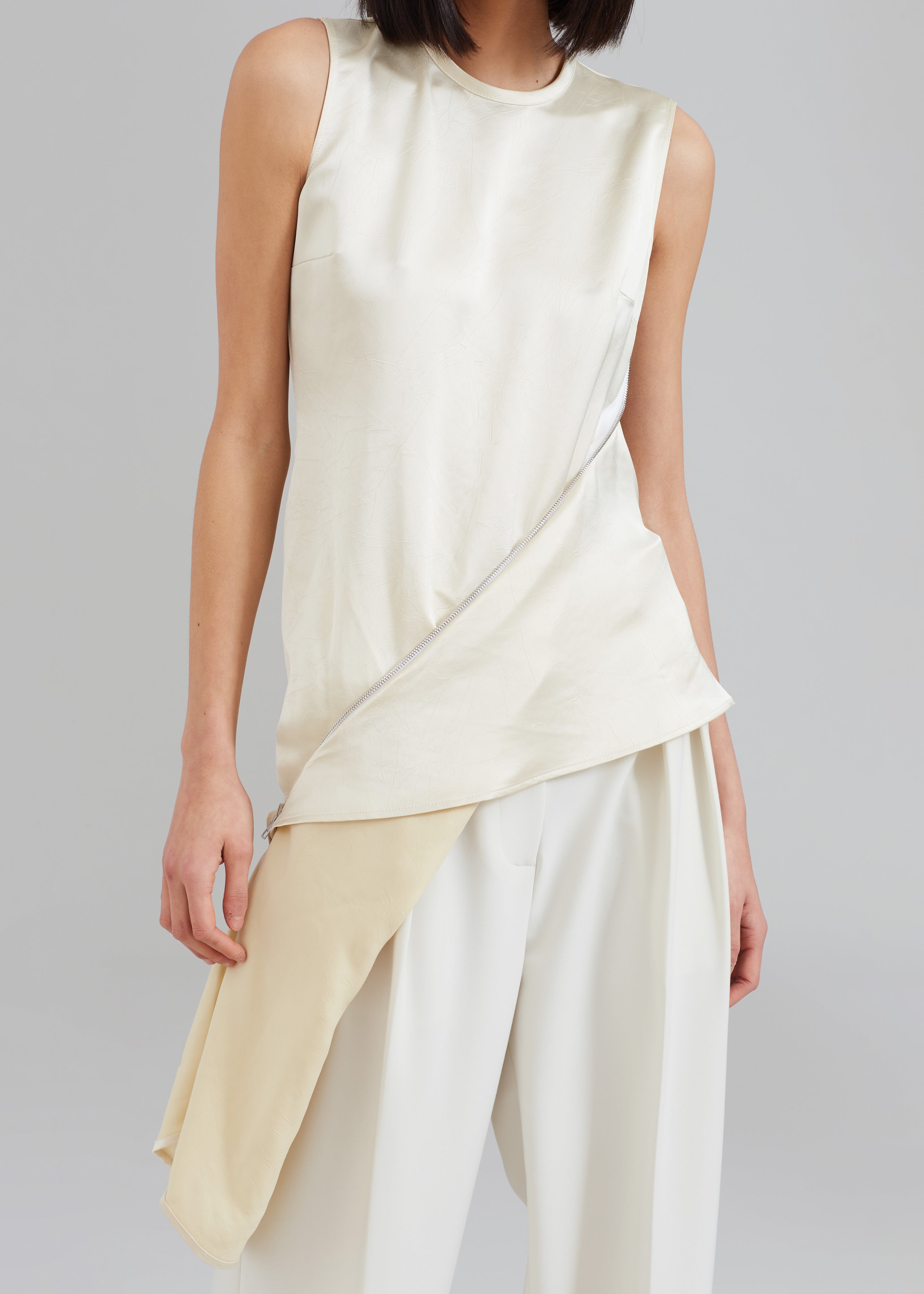 JW Anderson Zip Detail Sleeveless Top - Off White - 3