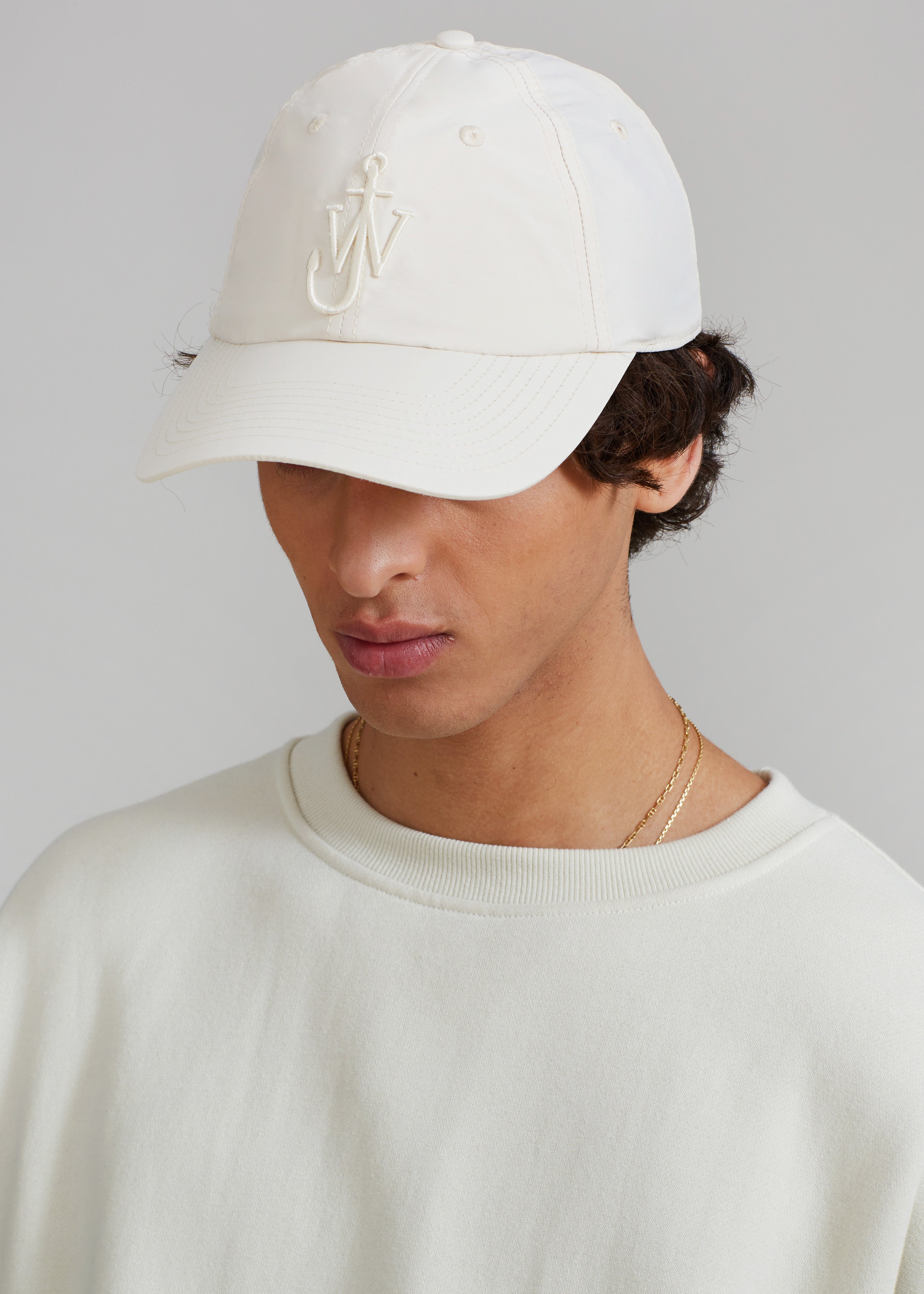 JW Anderson Baseball Cap With Anchor Logo - White - 3 - JW Anderson Baseball Cap With Anchor Logo - White [gender-male]
