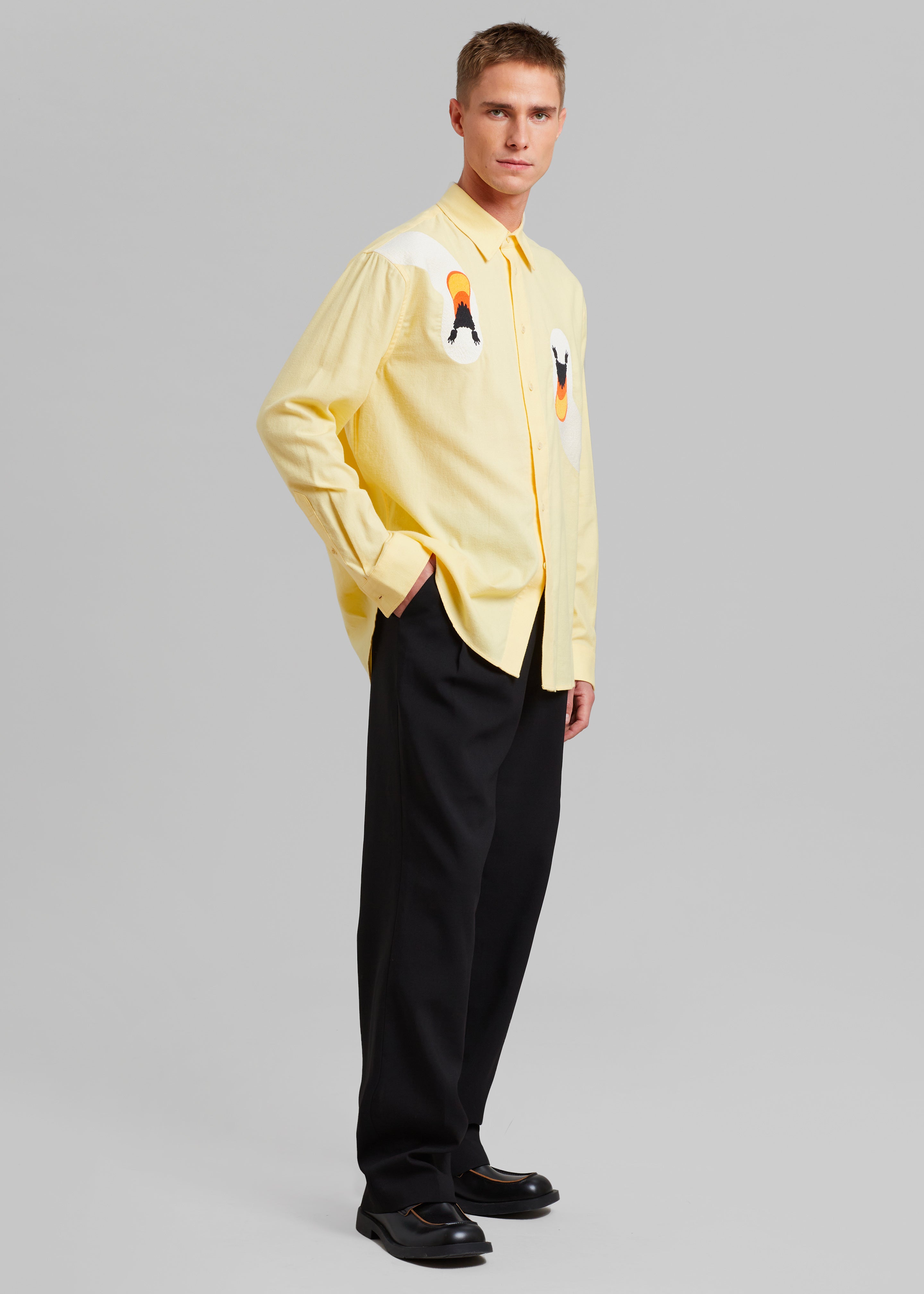 JW Anderson Swan Embroidered Classic Fit Shirt - Yellow - 3
