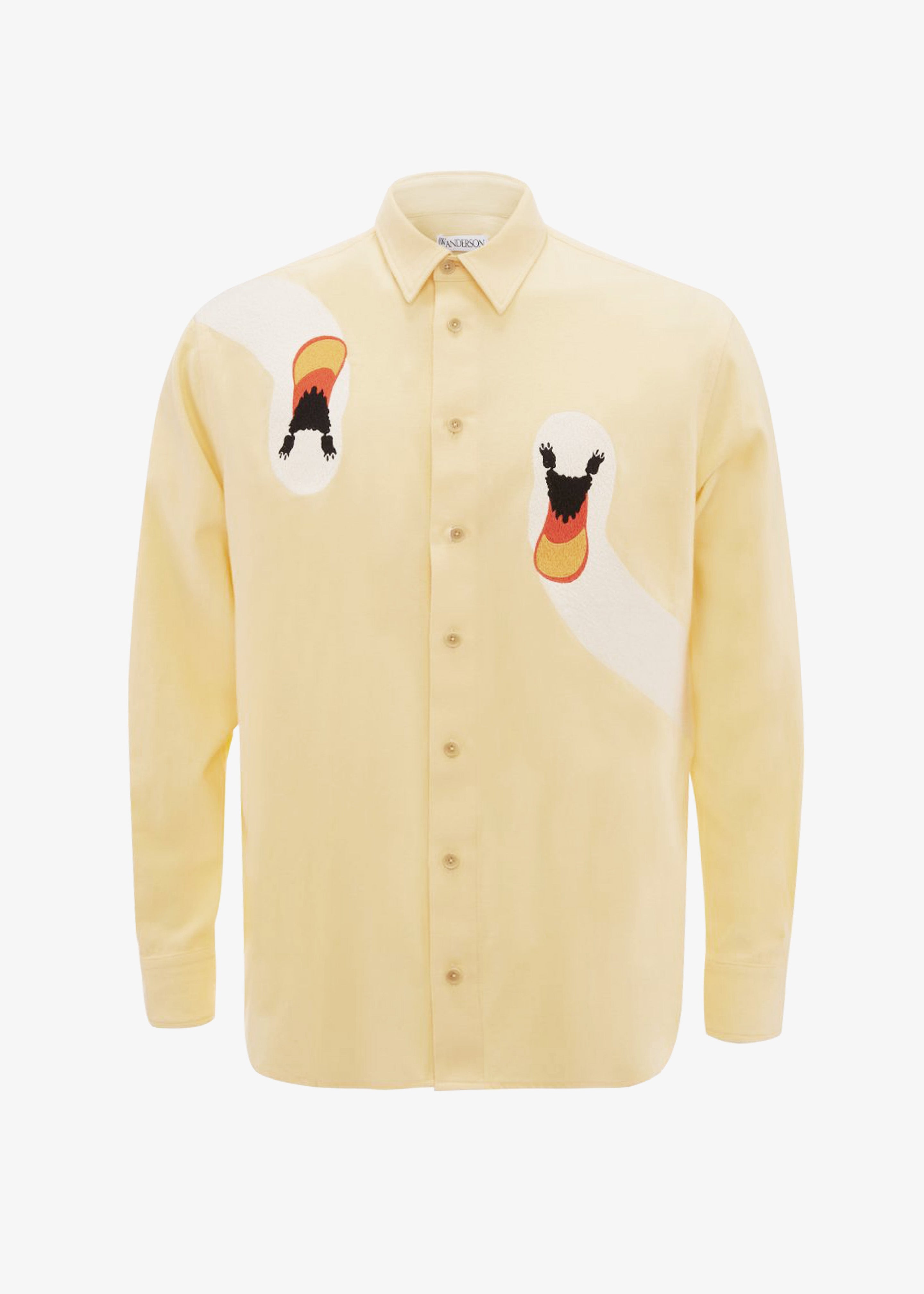 JW Anderson Swan Embroidered Classic Fit Shirt - Yellow - 10