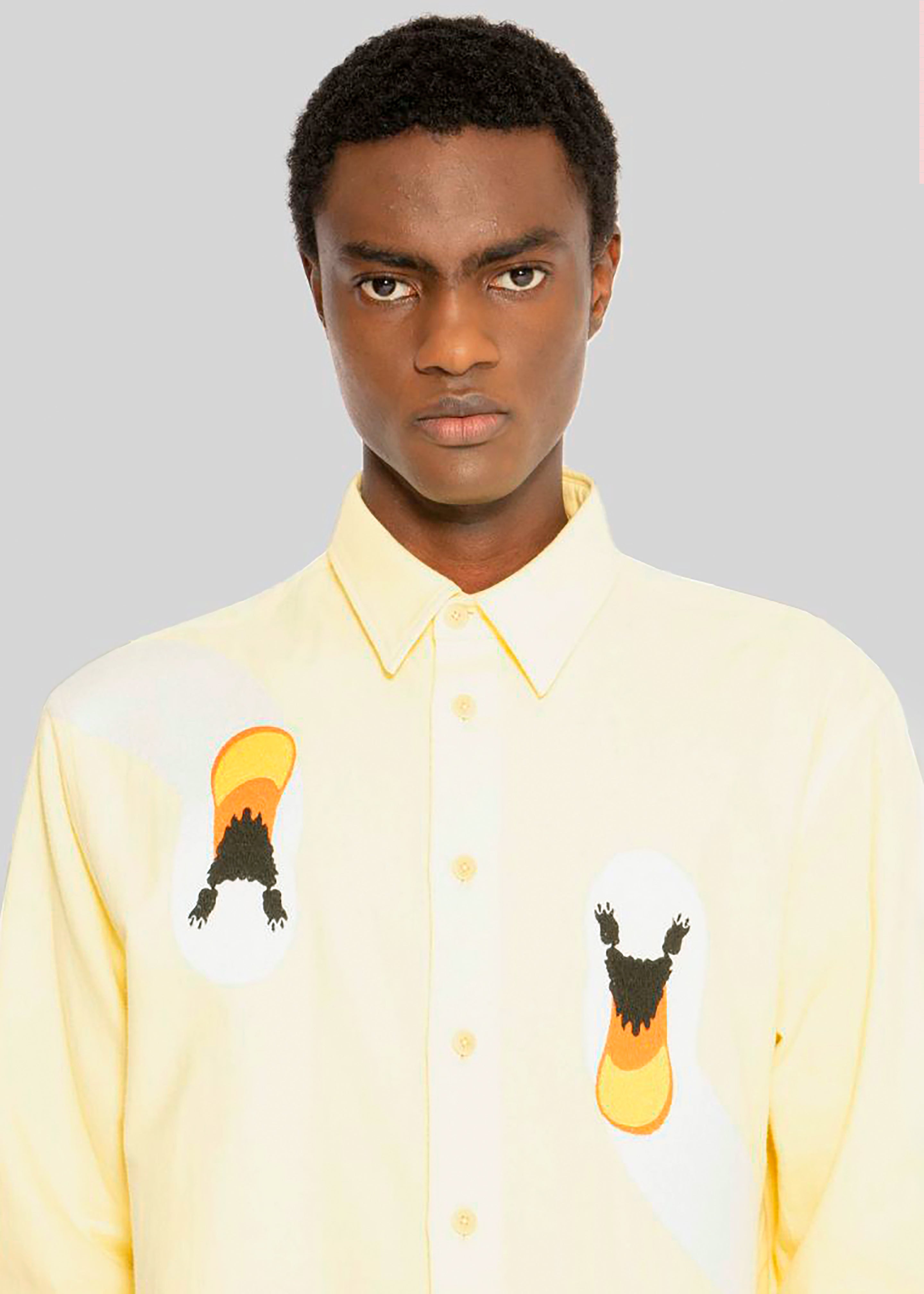 JW Anderson Swan Embroidered Classic Fit Shirt - Yellow - 9