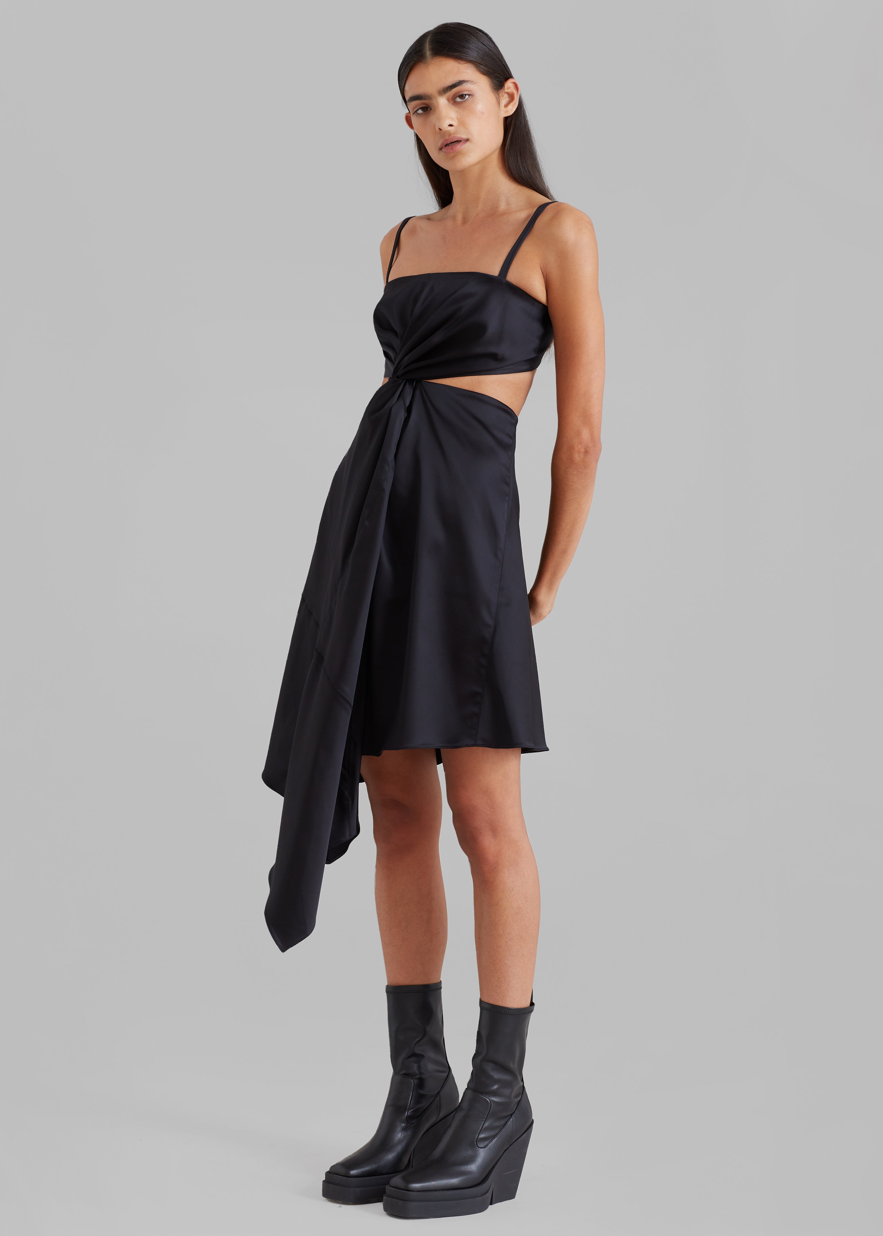 JW Anderson Twisted Cut Out Asymmetric Dress - Black - 2