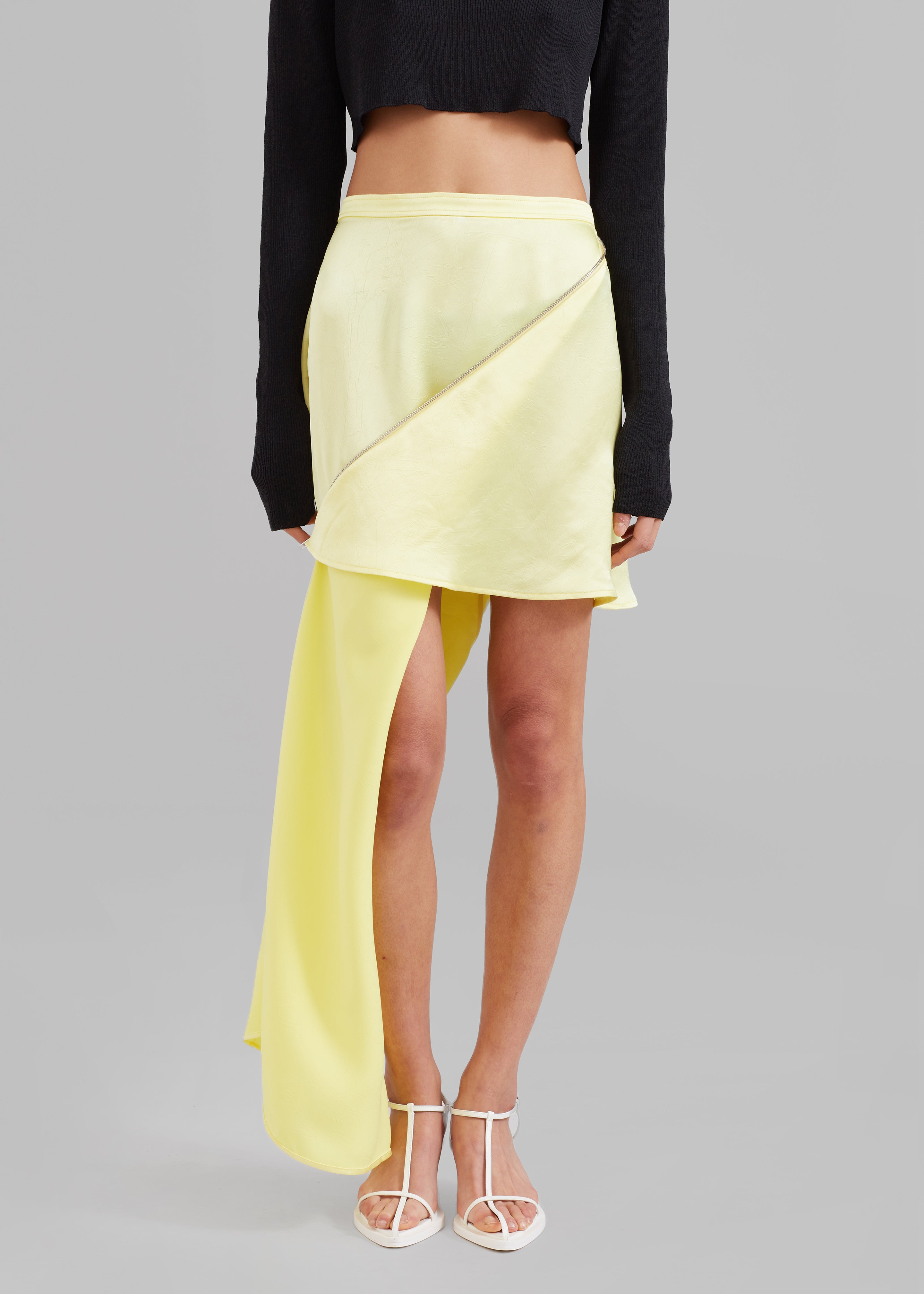 JW Anderson Zip Detail Mini Skirt - Pale Yellow - 3