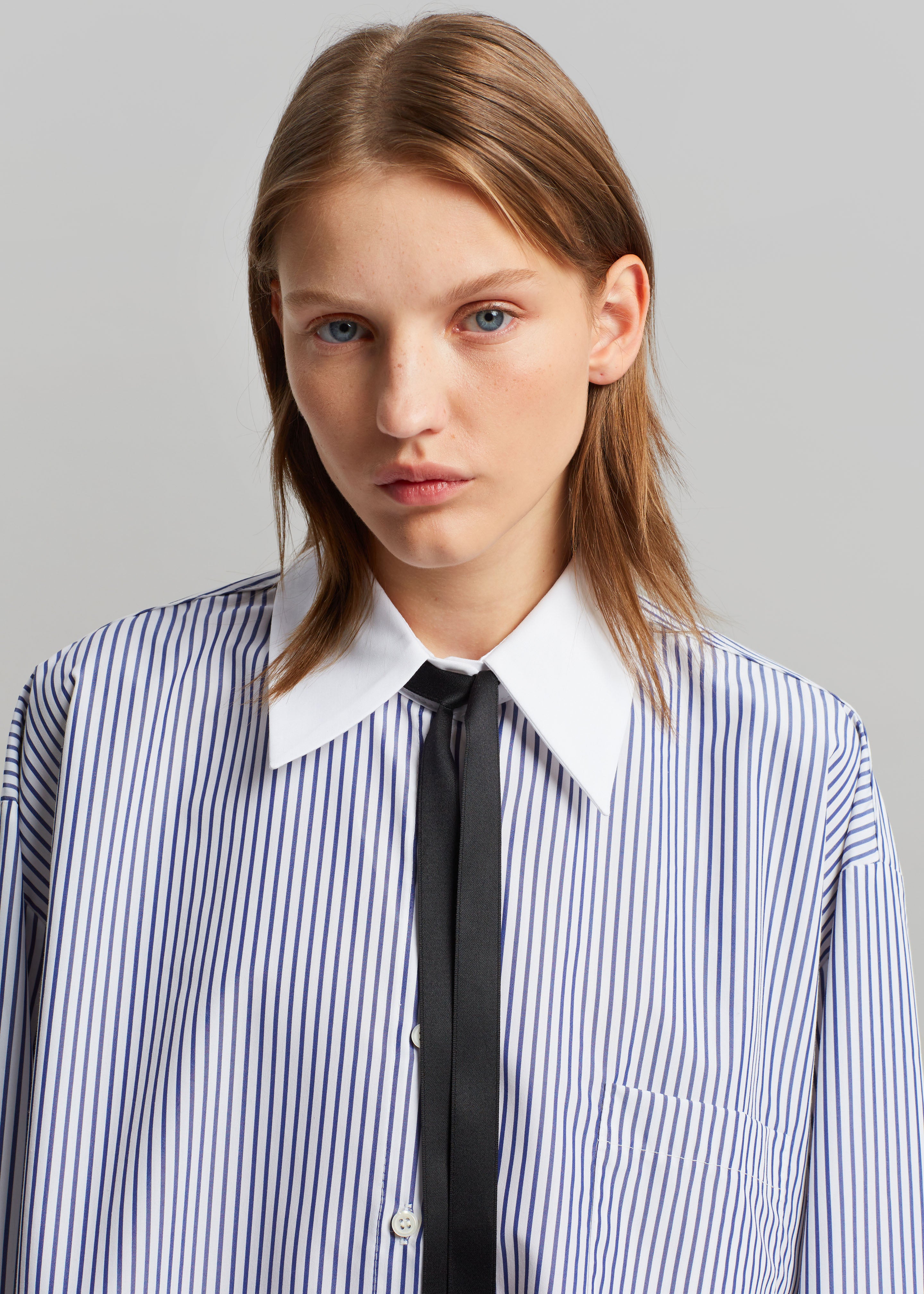 Jany Tie-Neck Shirt - Blue Stripe - 5