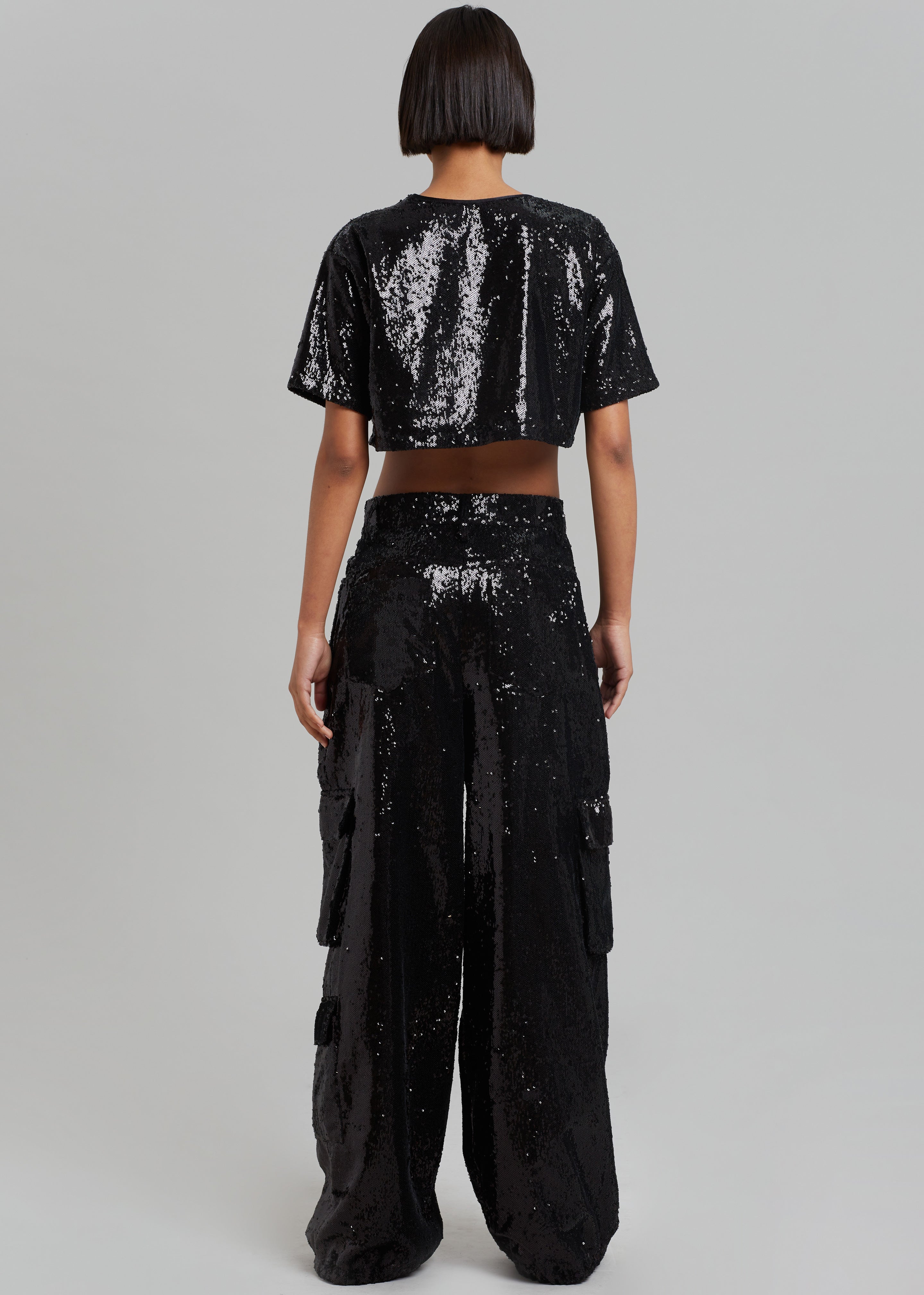 Jerry Cropped T-Shirt - Black Sequins - 7