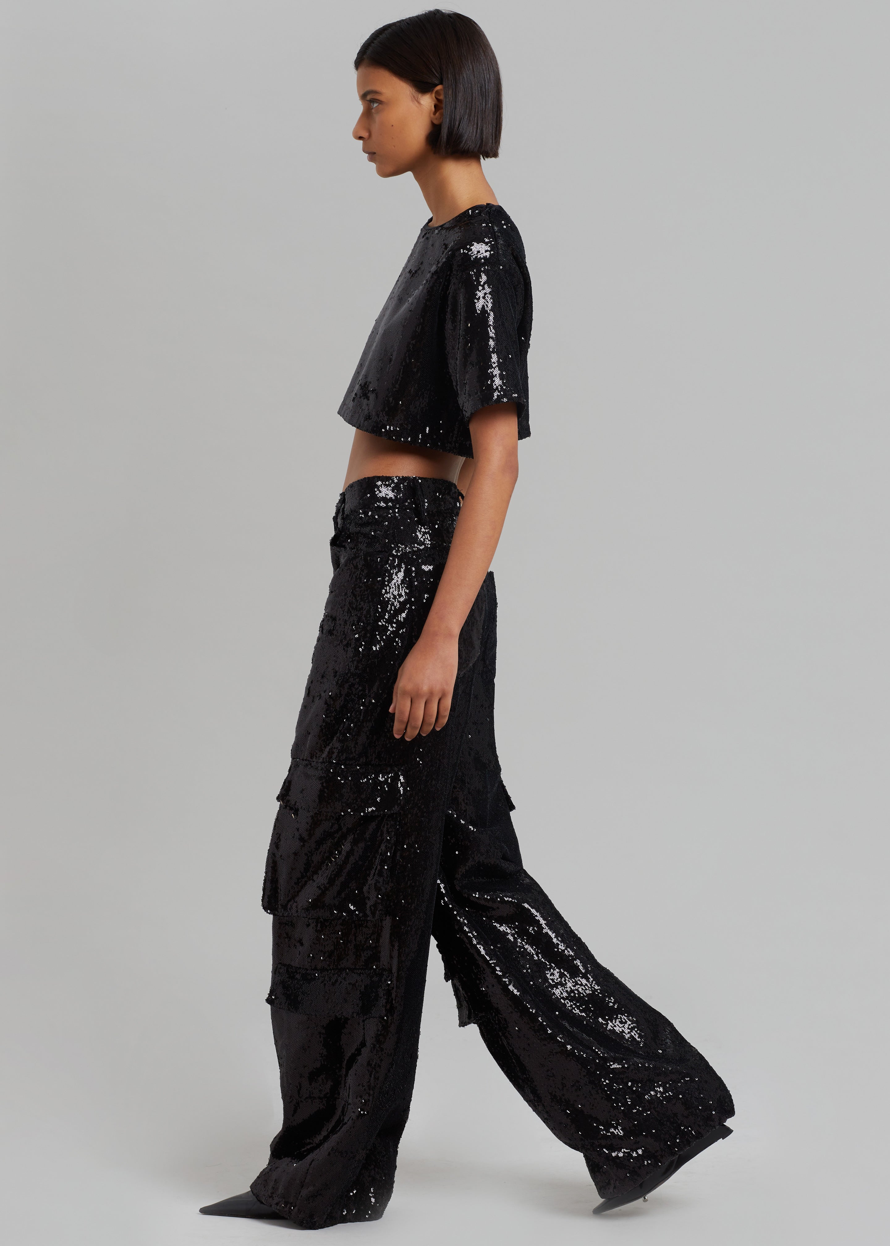 Donna Oversized Cargo Pants - Black Sequins – The Frankie Shop