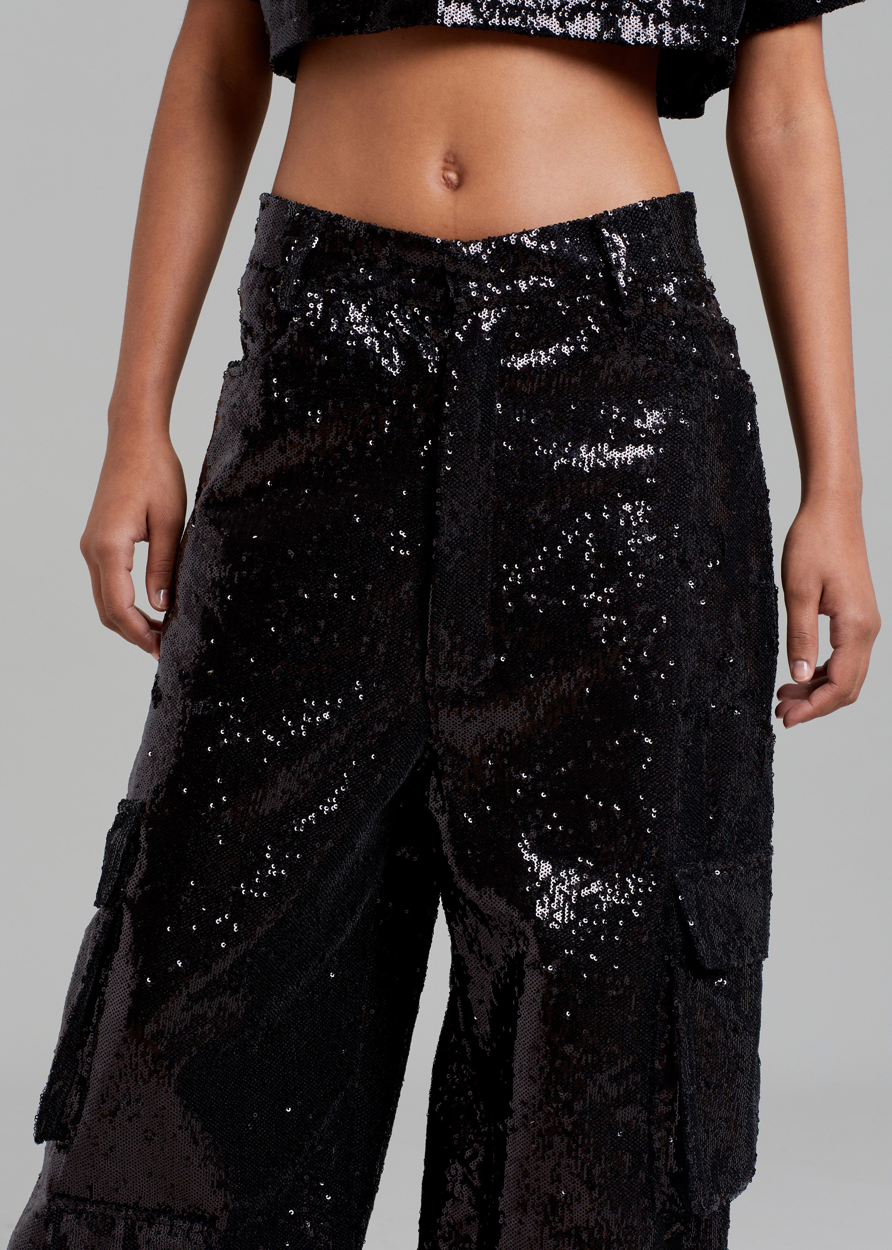 Donna Oversized Cargo Pants - Black Sequins – The Frankie Shop