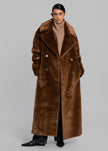 Joni Faux Fur Coat - Dark Camel