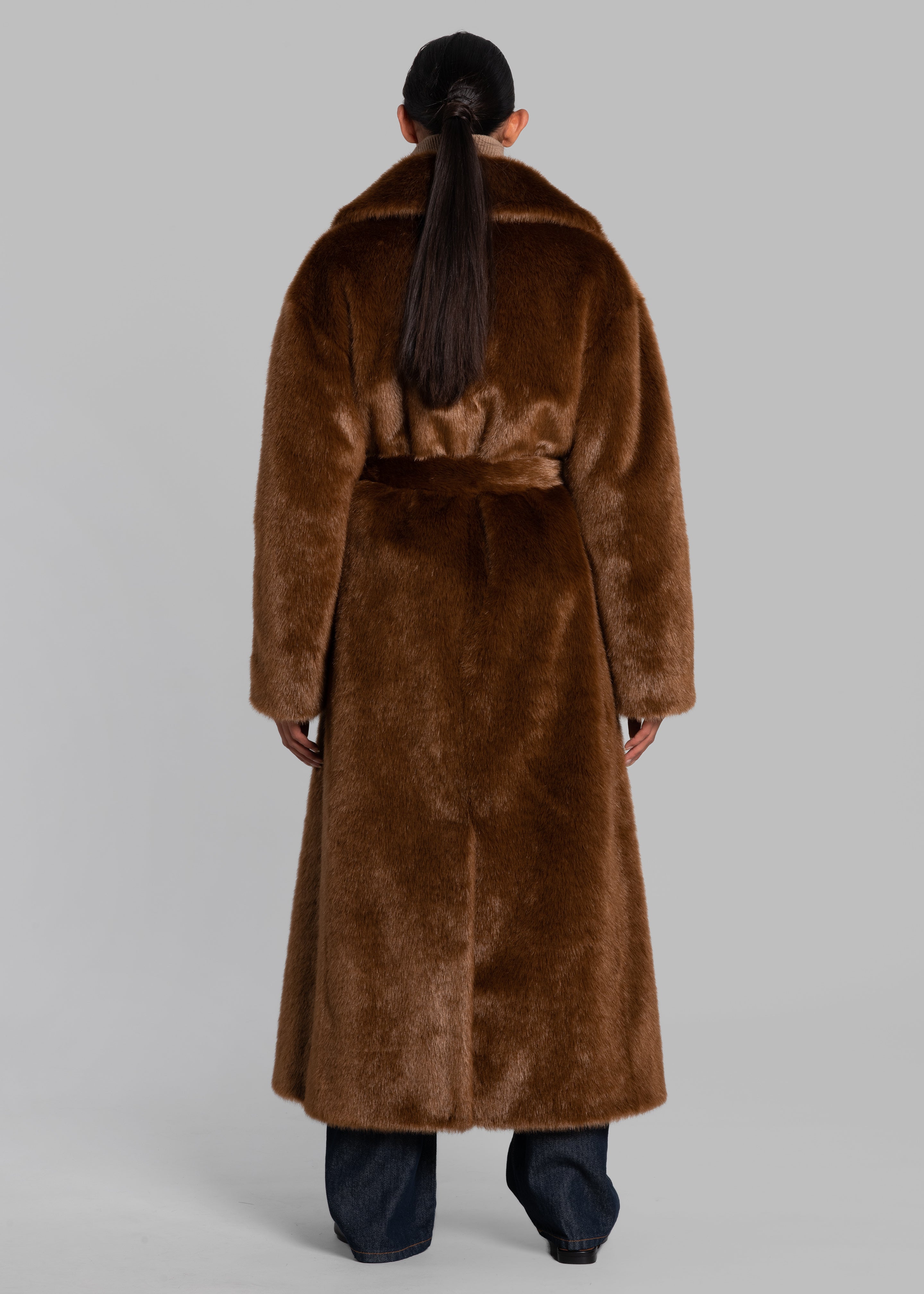 Joni Faux Fur Coat - Dark Camel - 8