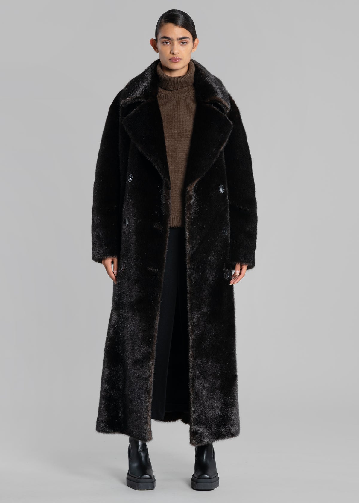 Joni Faux Fur Coat - Dark Espresso - 5