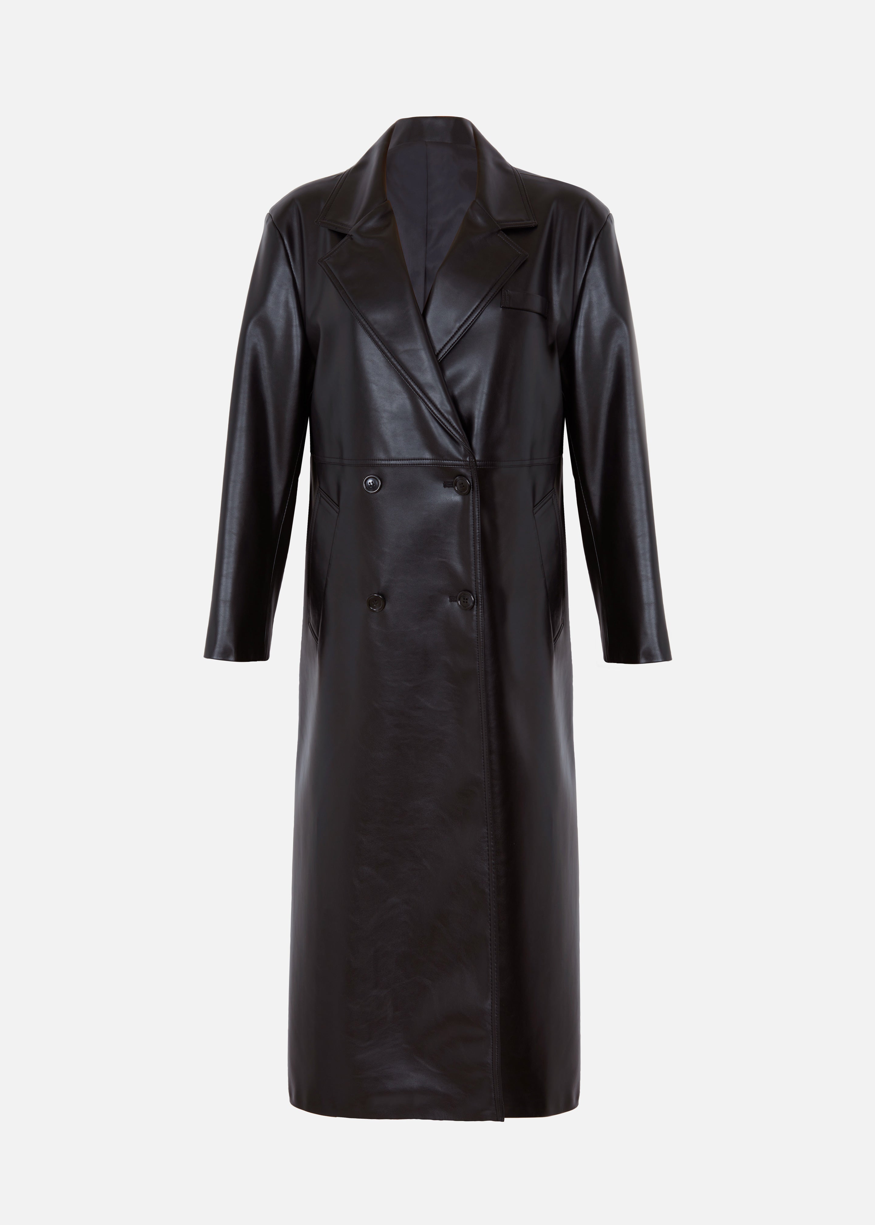 Kaja Faux-Leather Coat - Black - 9