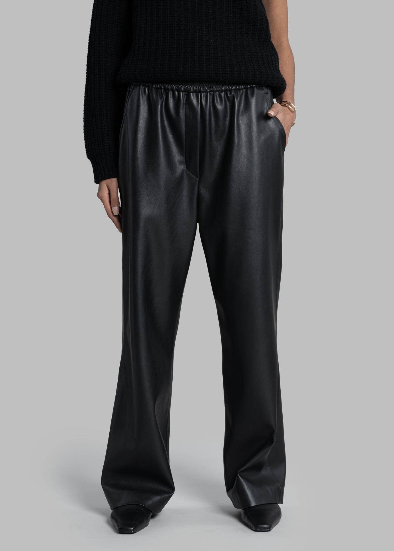 Kelan Faux Leather Pants - Black - 1