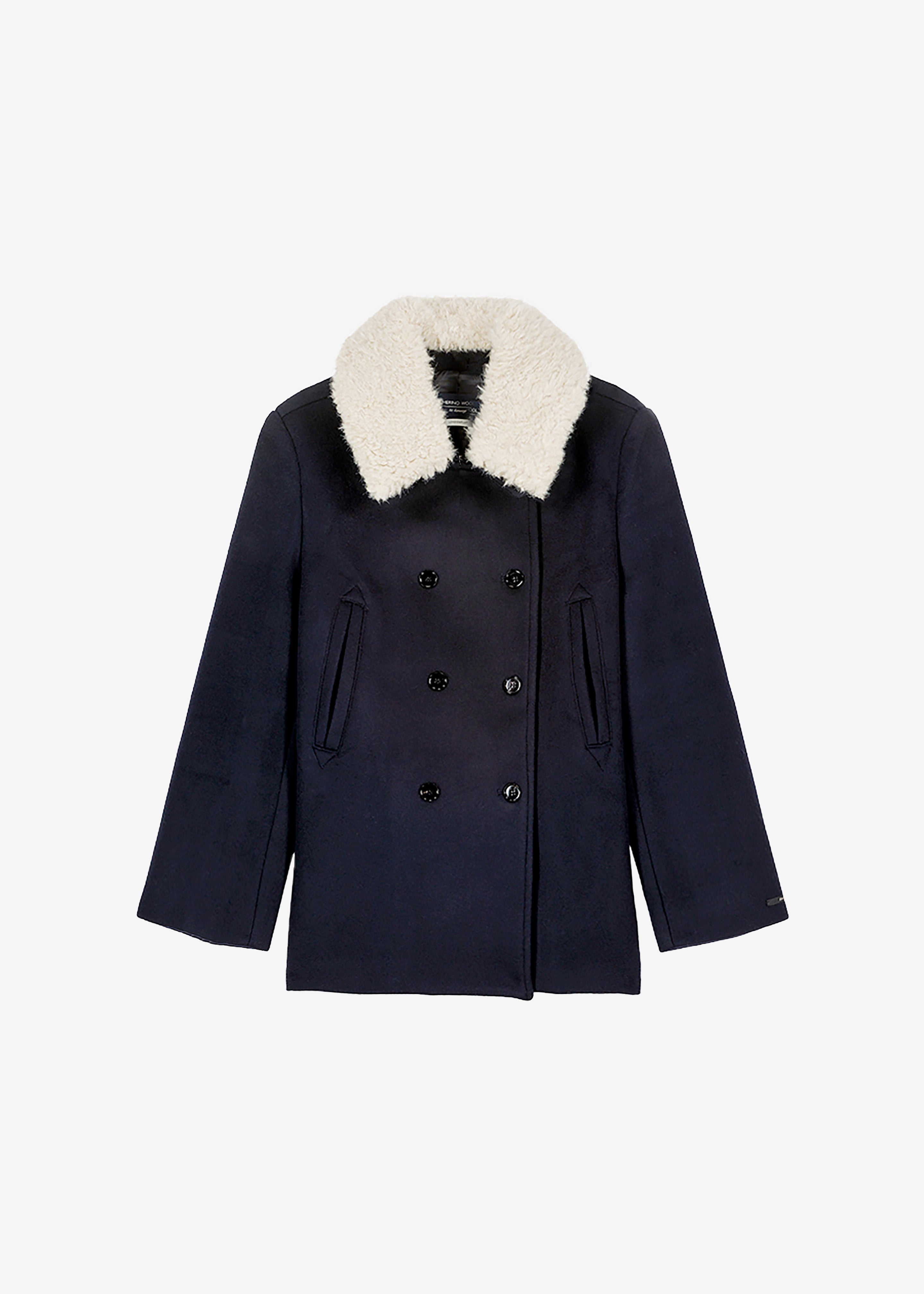 Kimmo Faux Fur Collar Peacoat - Navy – The Frankie Shop