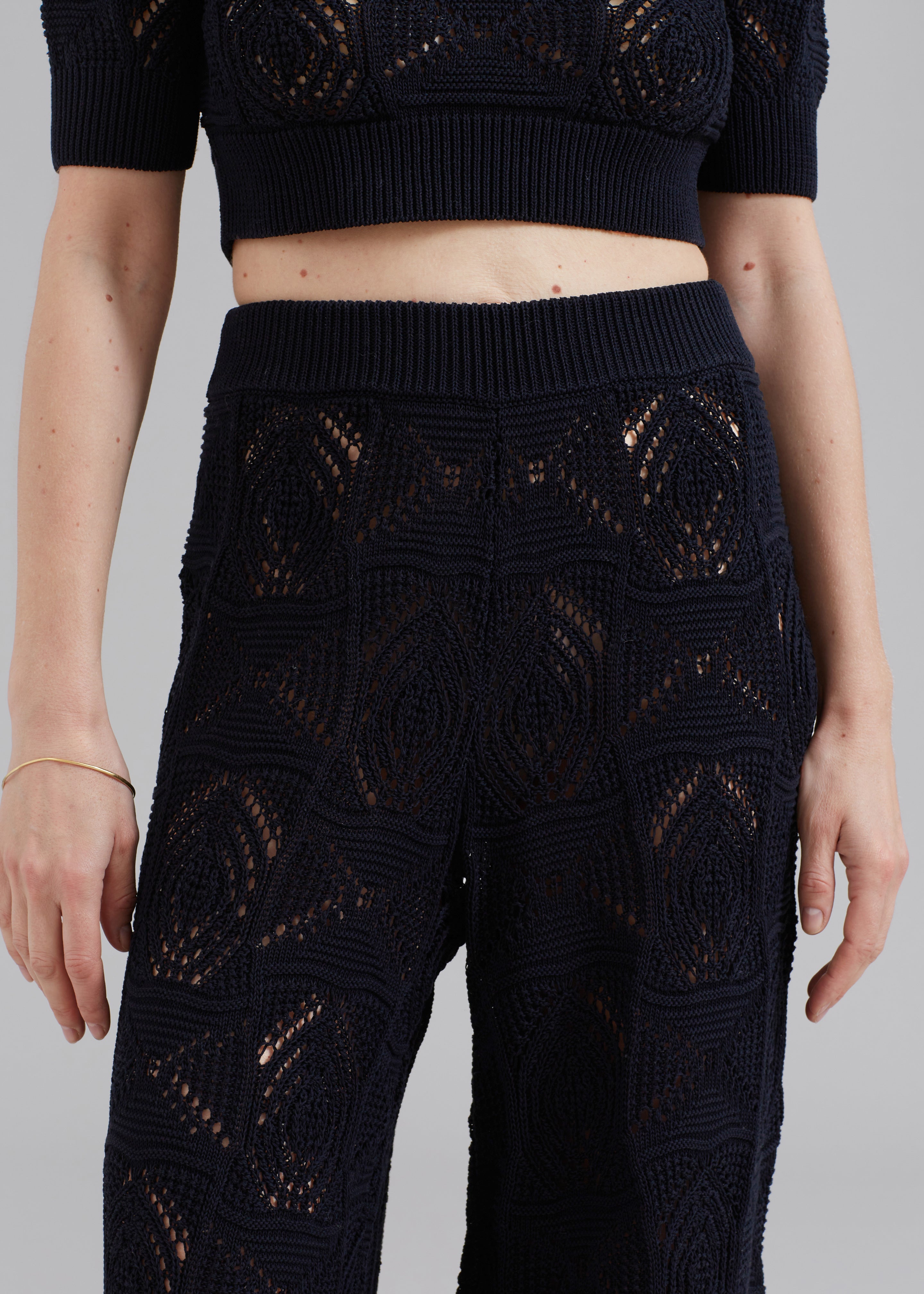 Black crochet cheap pants