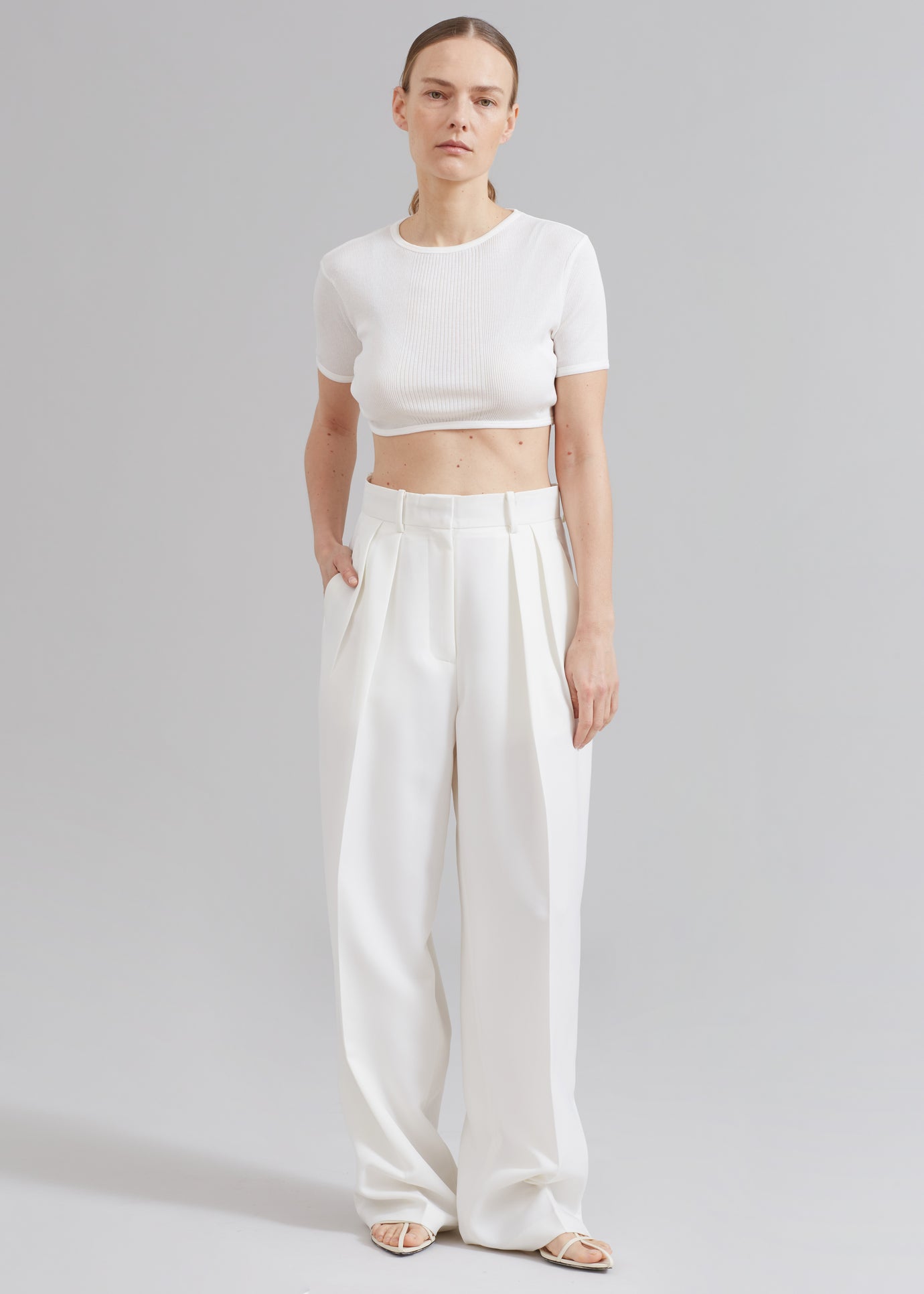 Loulou Studio Adas Cropped Top - Ivory - 1