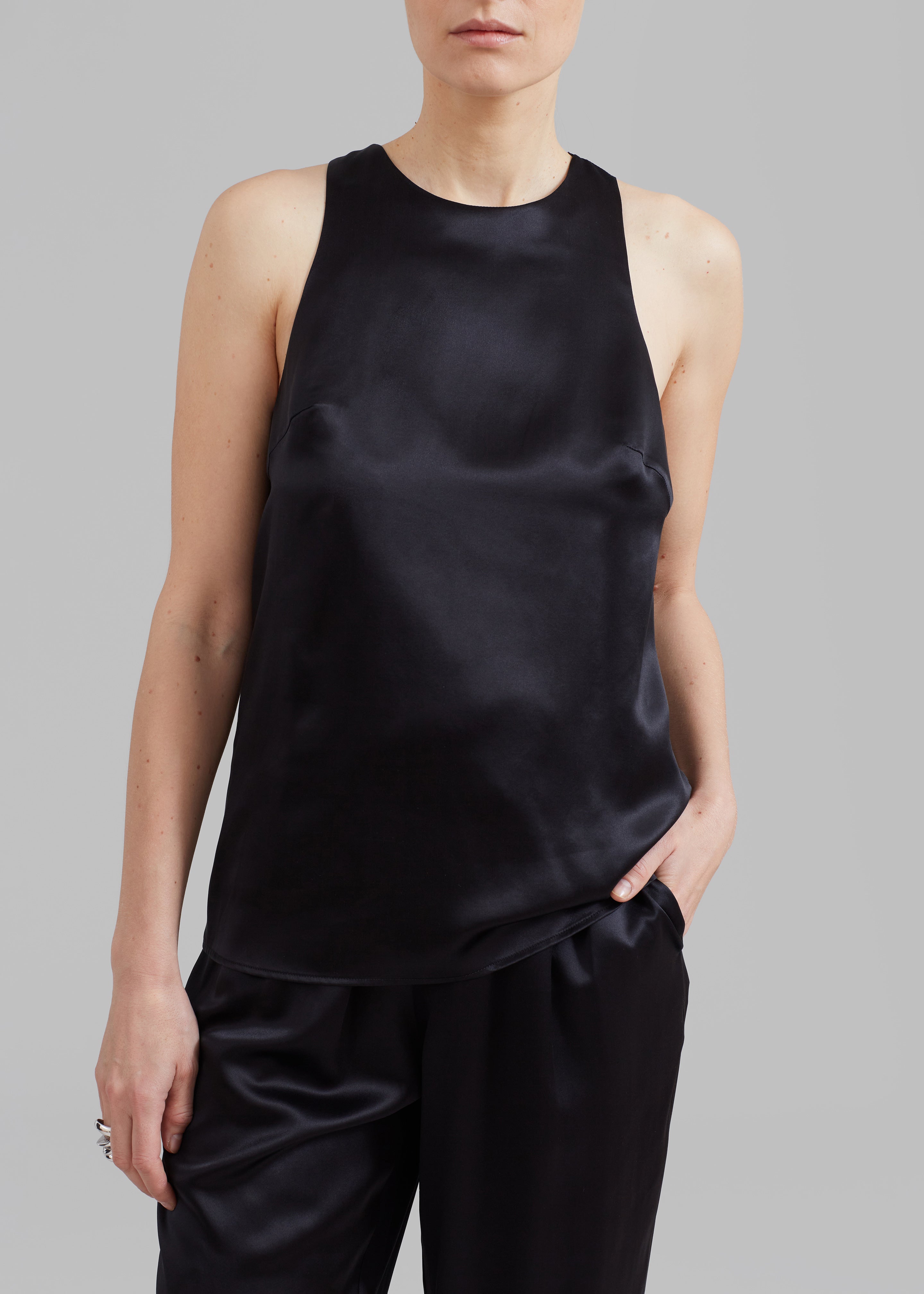 Black silk 2025 tank top