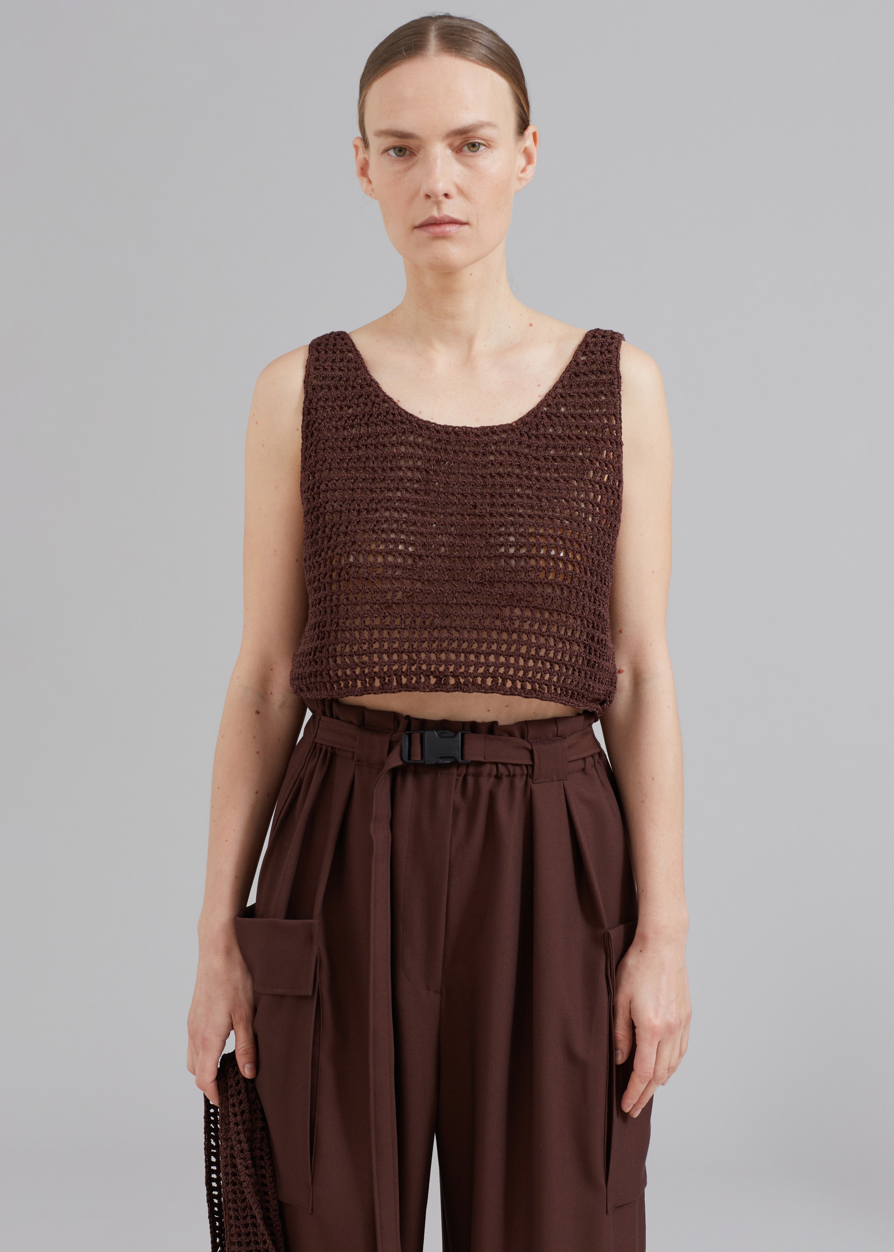 Low Classic Handmade 2-Way Knit Top - Brown - 5