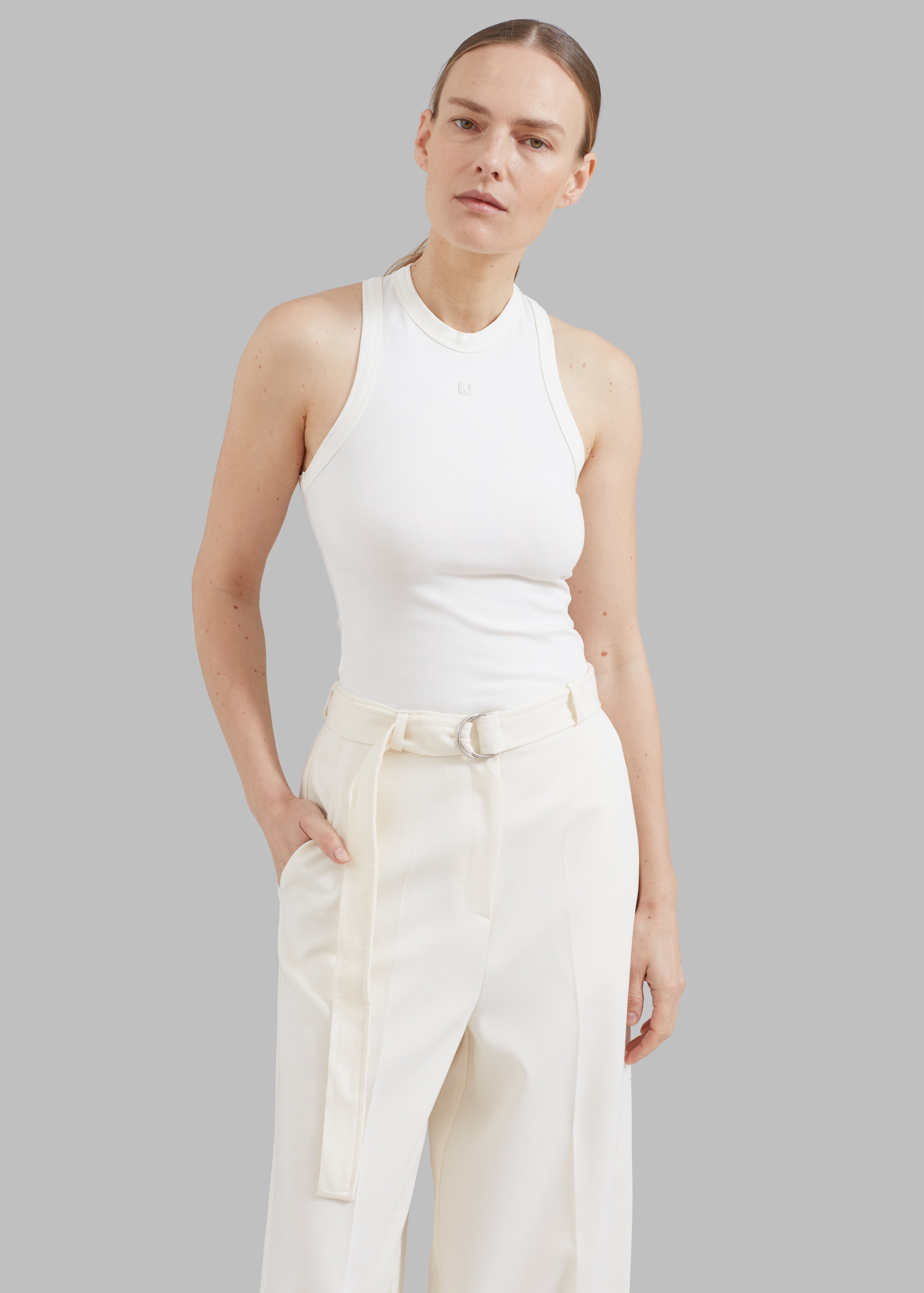 Low Classic Jersey Sleeveless Top - Ivory - 1