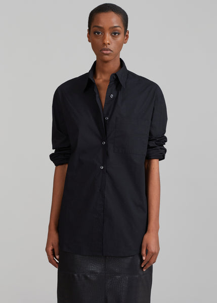 Della Midweight Button Up Shirt - Black – The Frankie Shop