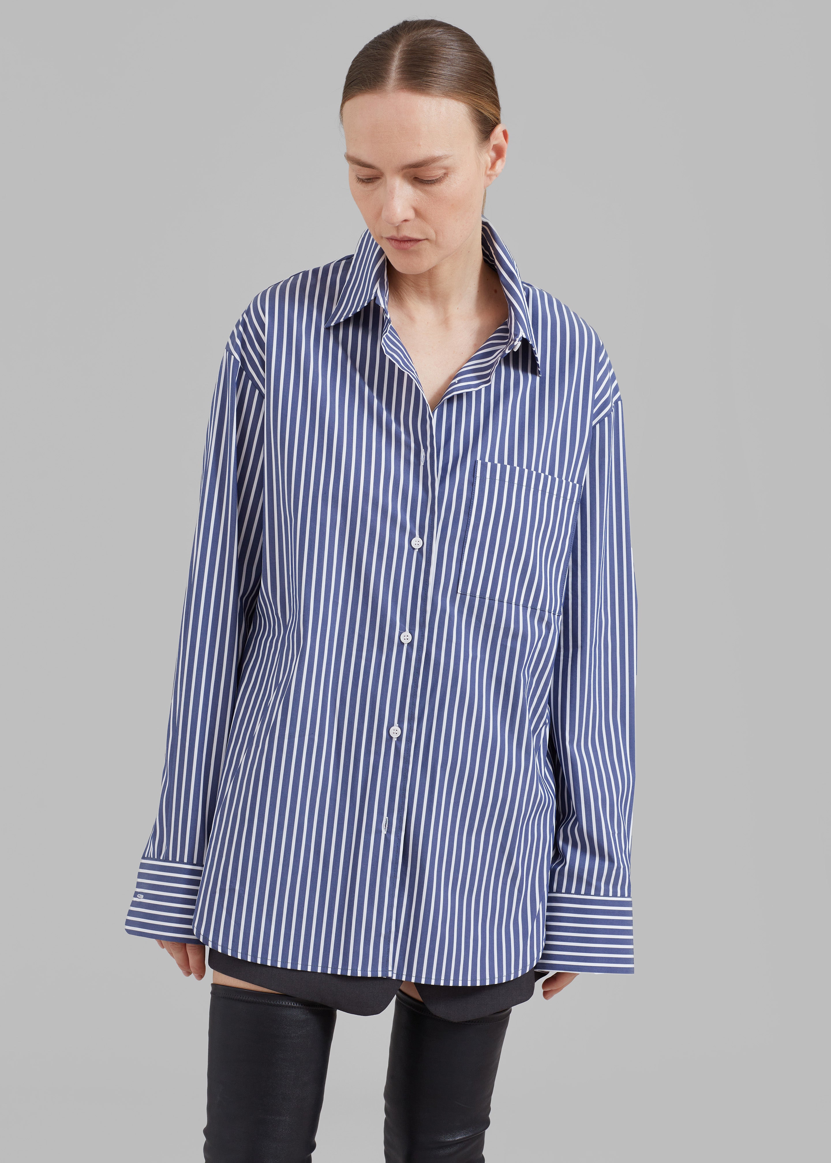 Lui Thin Stripe Shirt - Navy Stripe - 3