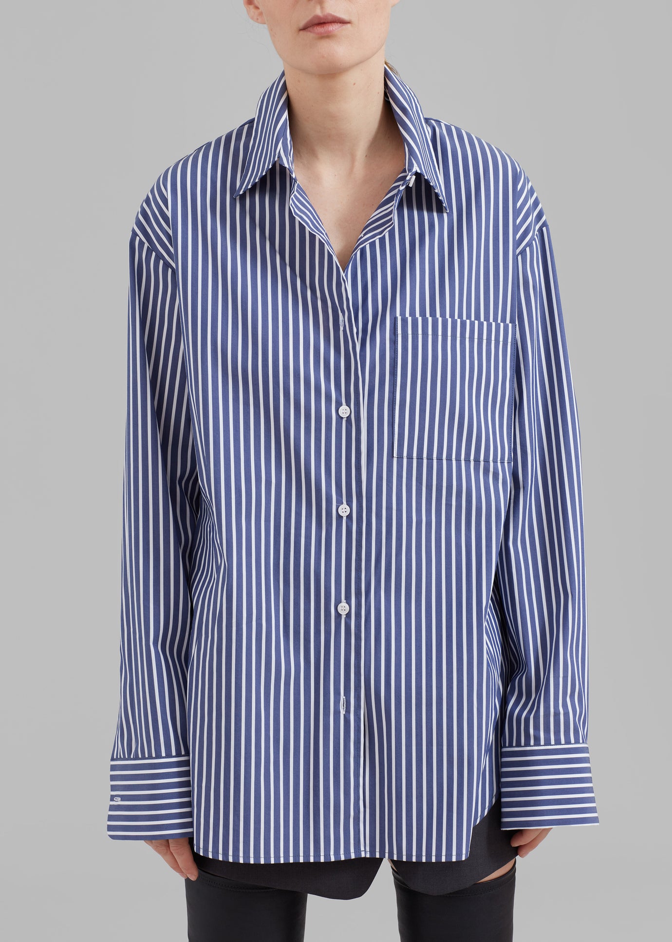 Lui Thin Stripe Shirt - Navy Stripe - 1