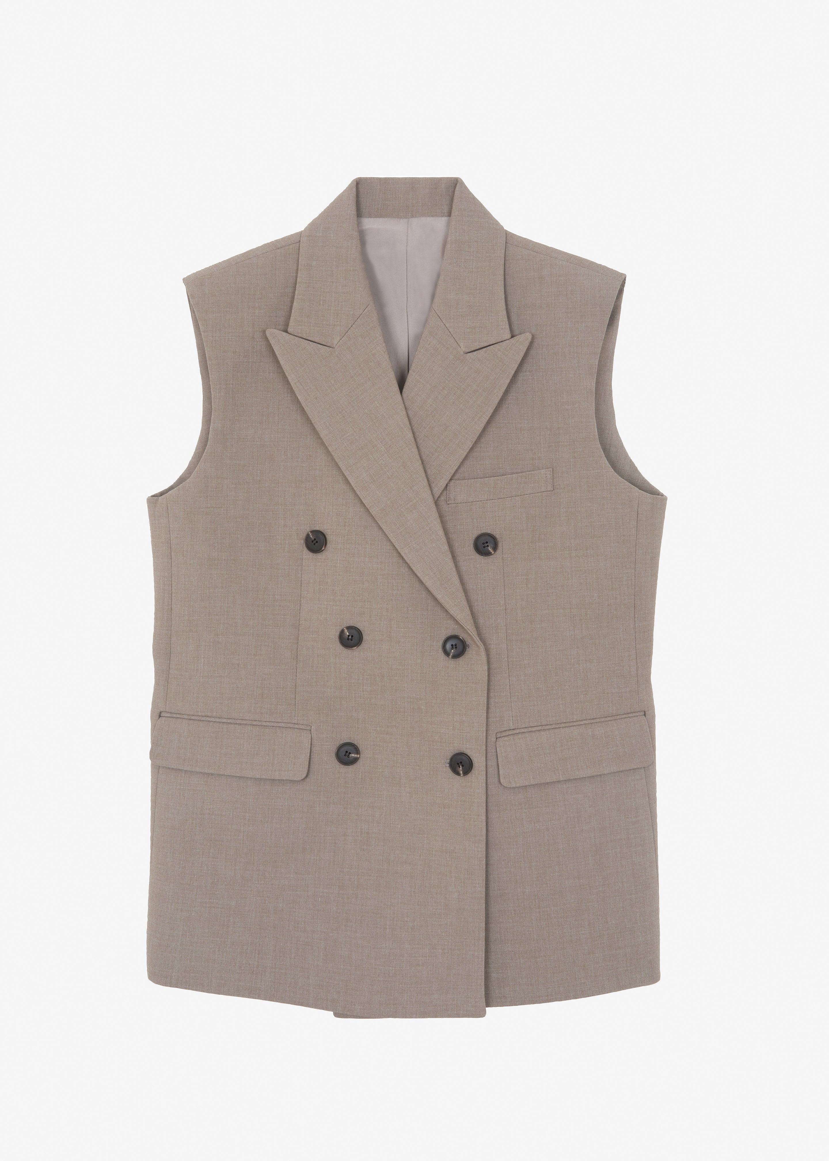 Luxor Double Breasted Vest - Taupe - 12