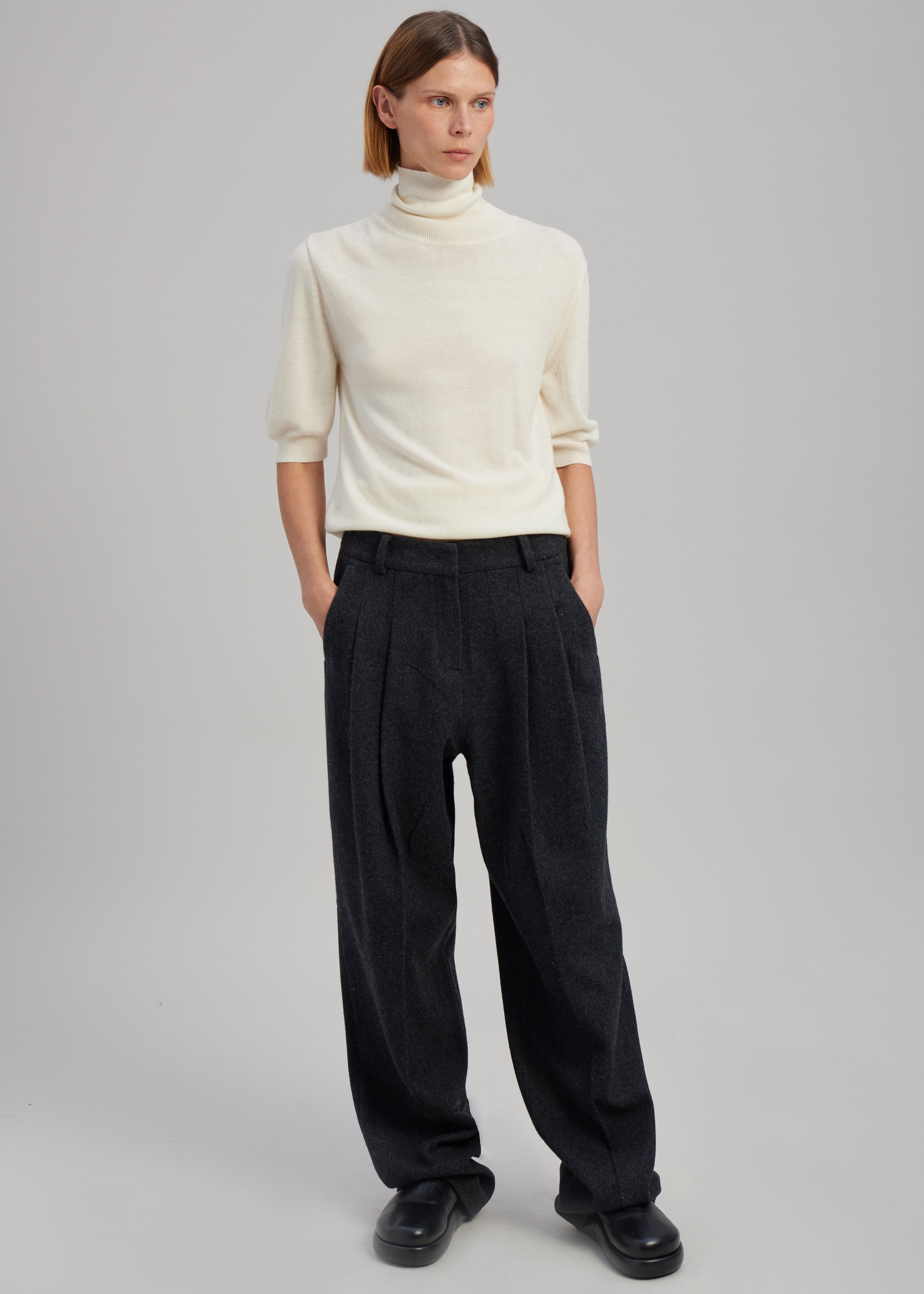 Layton Wool Suit Pants - Dark Grey Melange - 5
