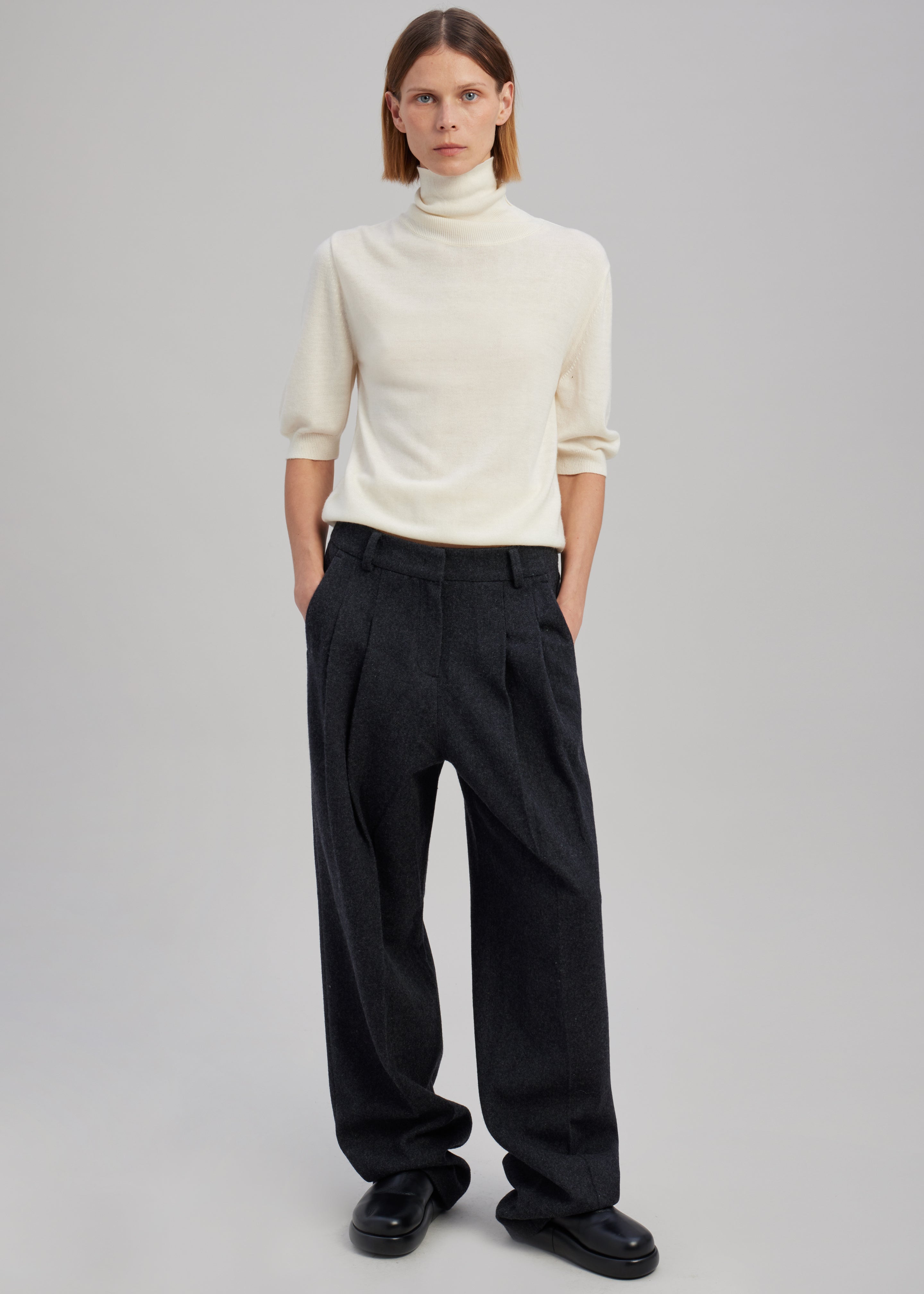 Layton Wool Suit Pants - Dark Grey Melange – The Frankie Shop