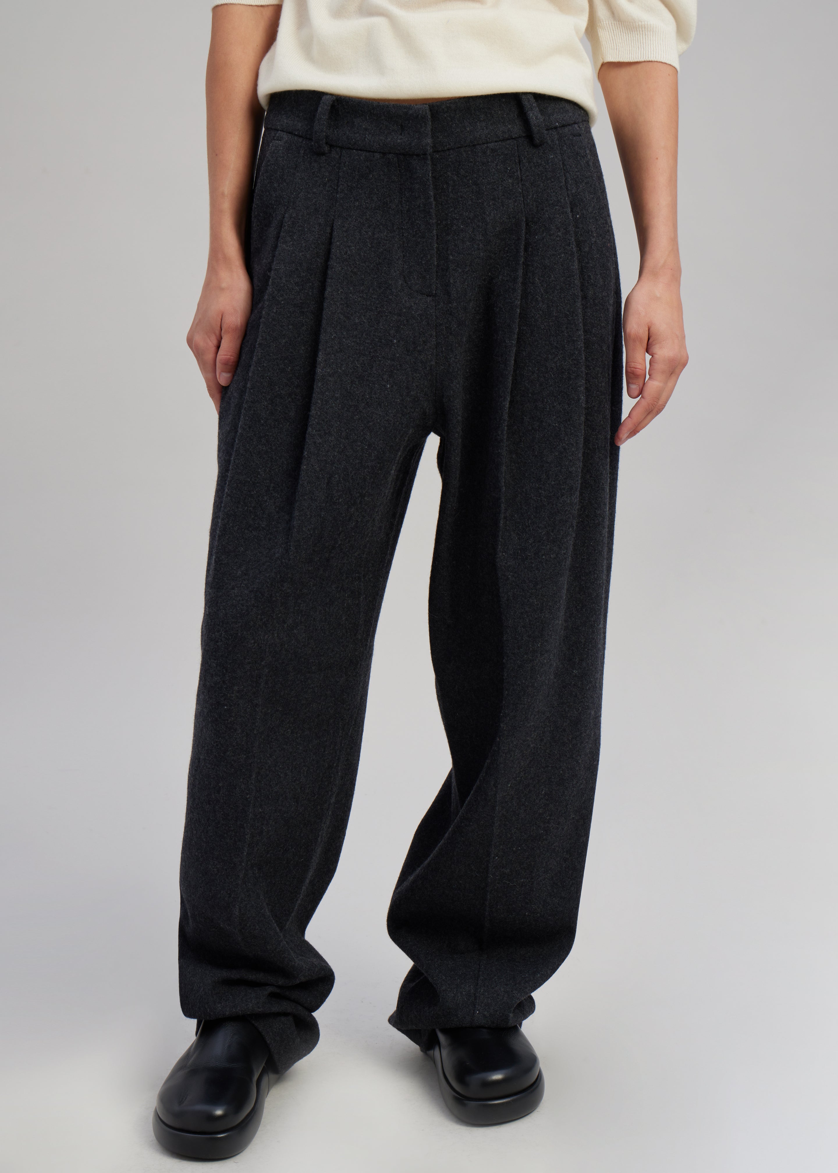 Layton Wool Suit Pants - Dark Grey Melange - 2