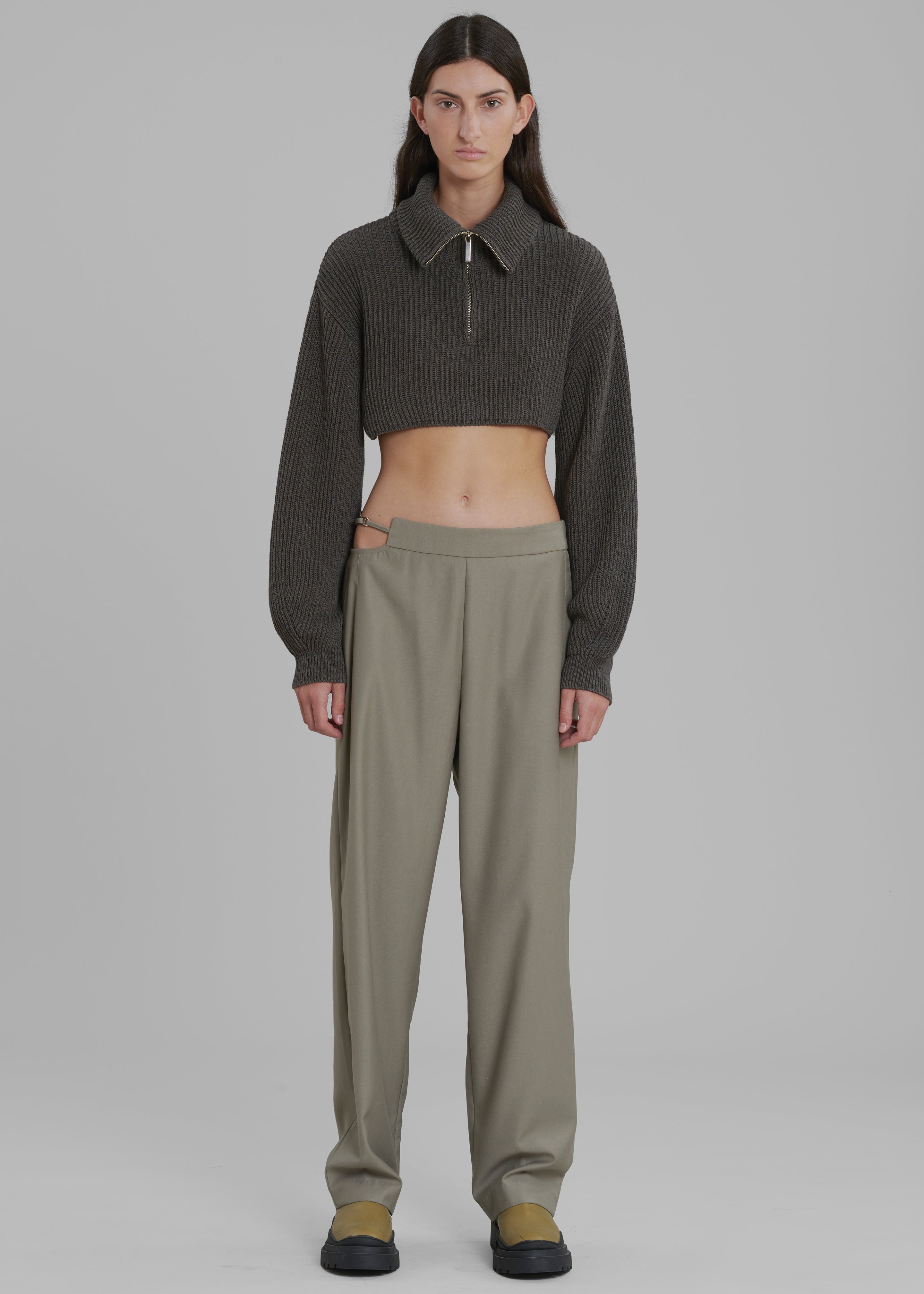 Louise Cut Out Trousers - Olive - 4