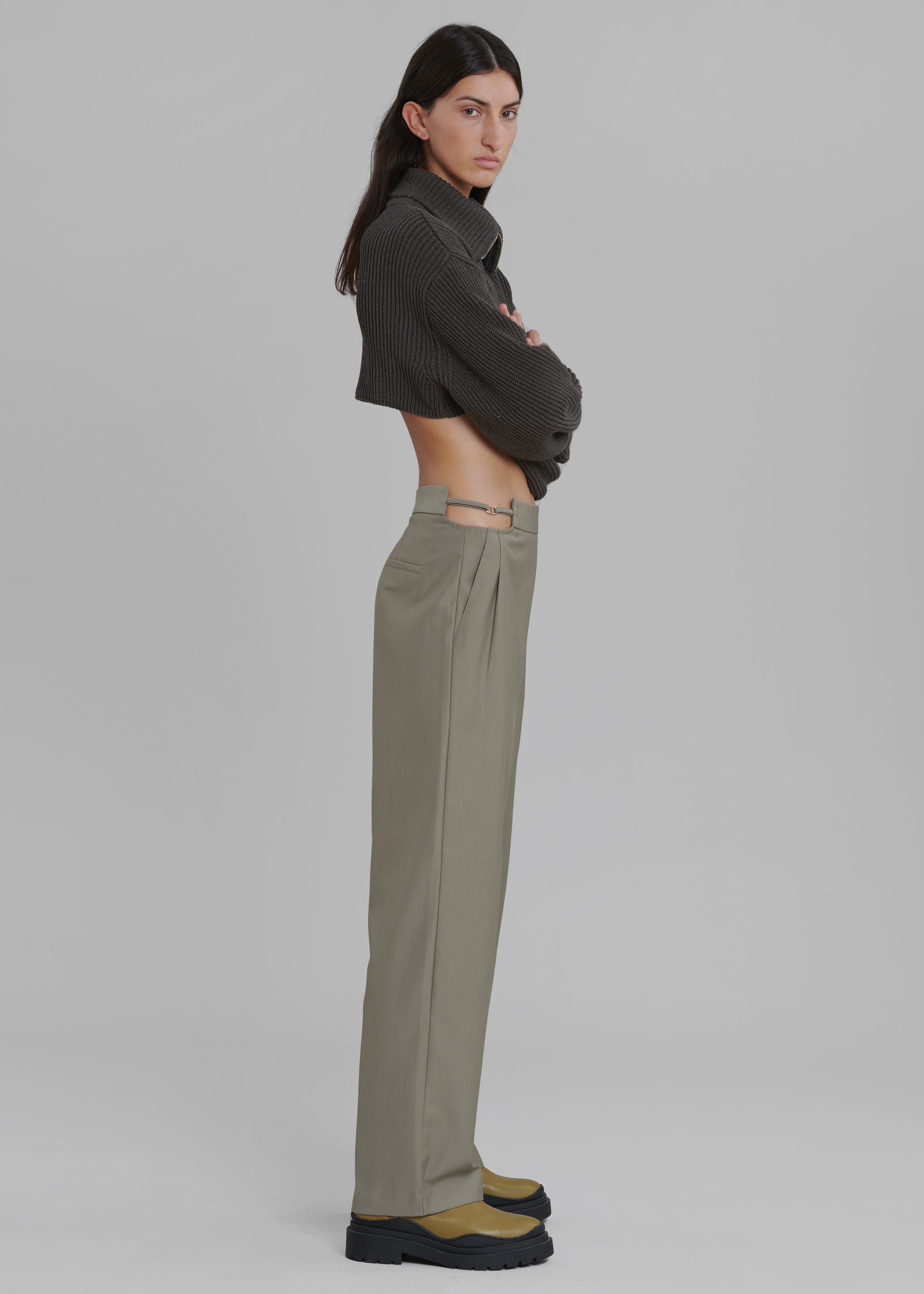 Louise Cut Out Trousers - Olive - 3