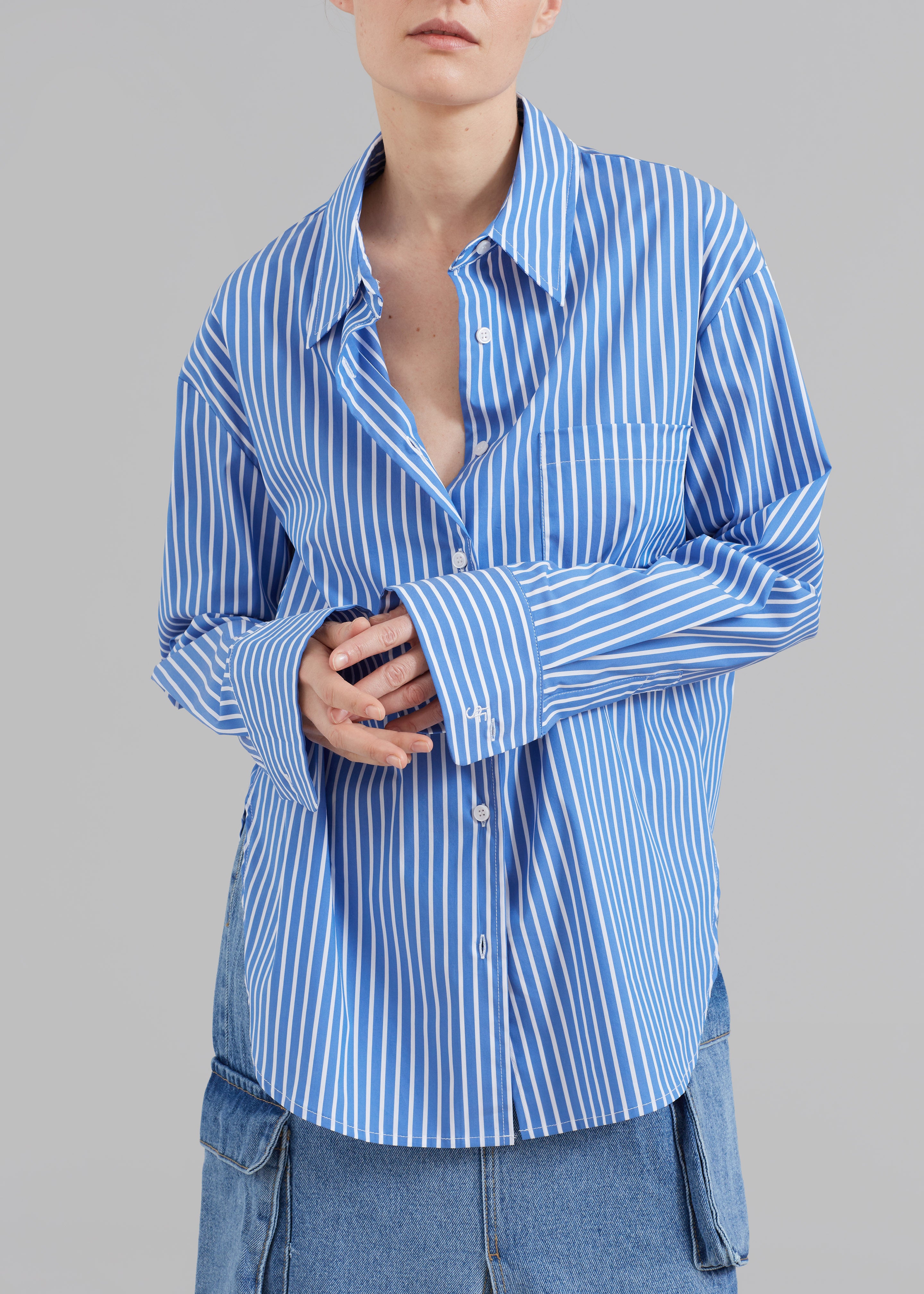 Lui Thin Stripe Shirt - Medium Blue Stripe - 4