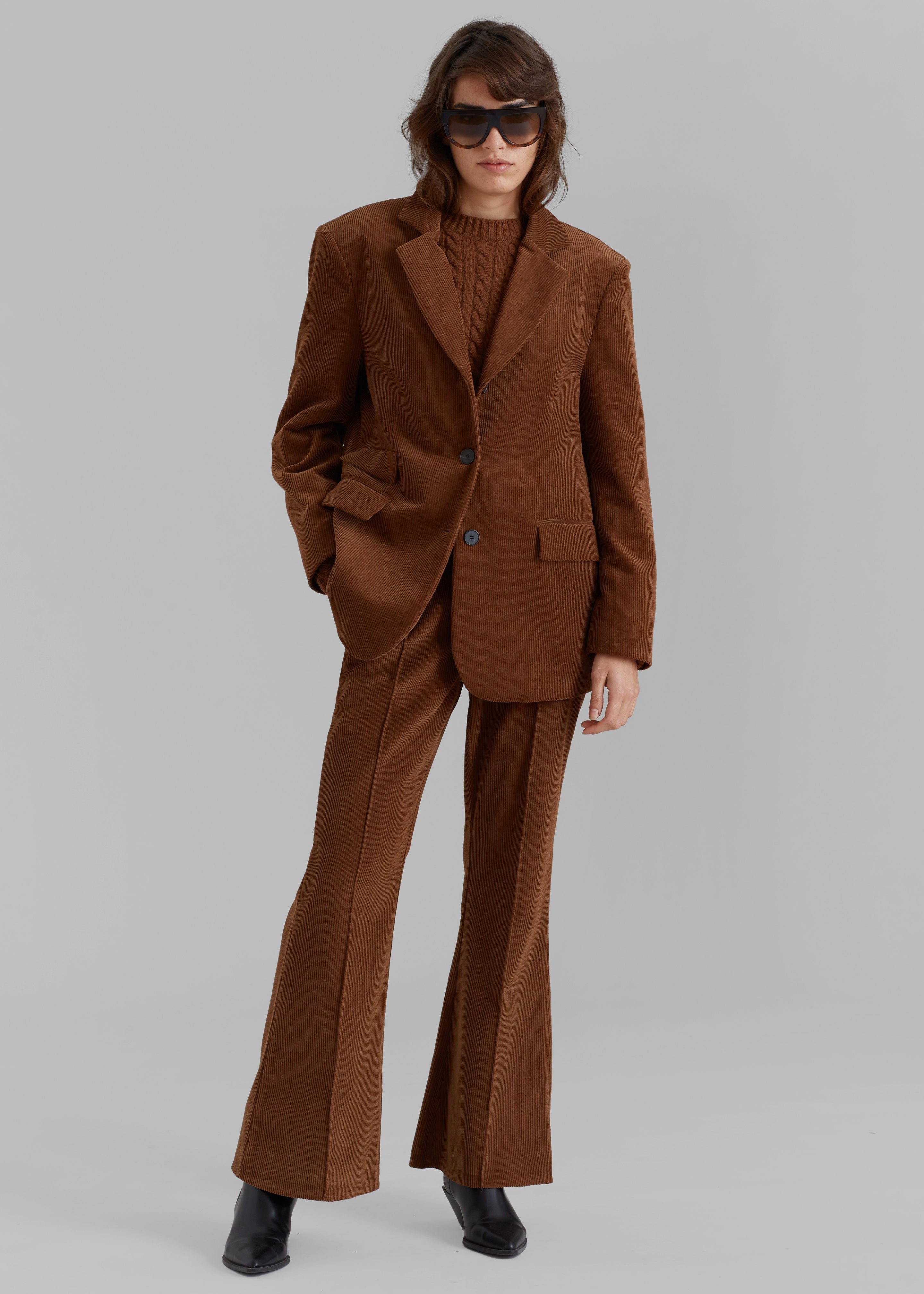 Lydian Corduroy Flare Pants - Brown